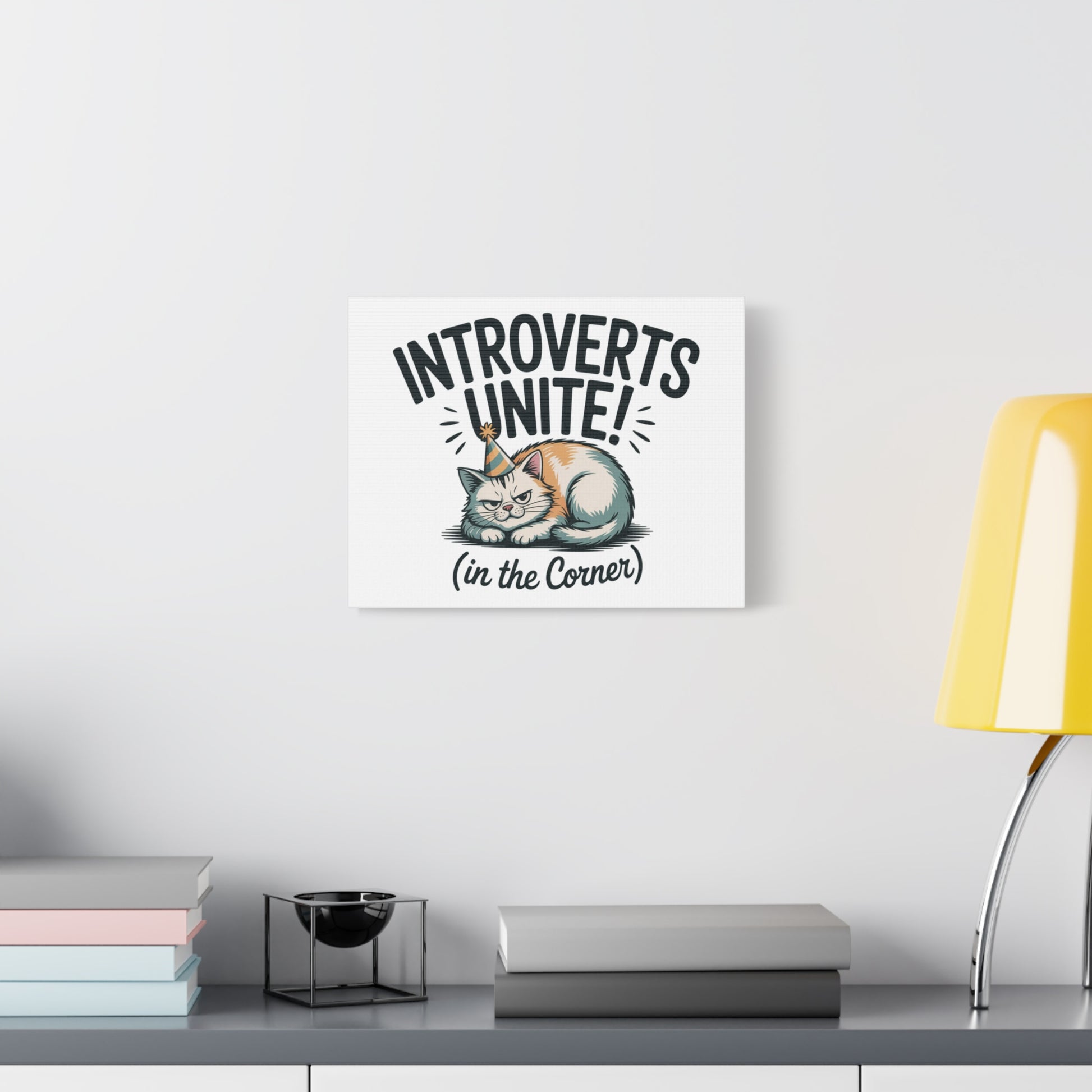 Introverts Unite (In the Corner) Matte Canvas | Funny Holiday Decor, Party Survival Humor Printify
