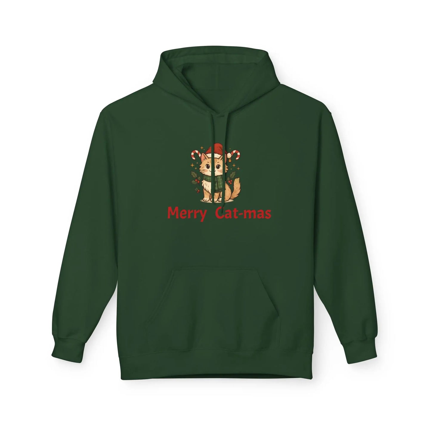 Christmas Cat Hoodie — "Merry Cat-mas" Festive Holiday Pullover Printify