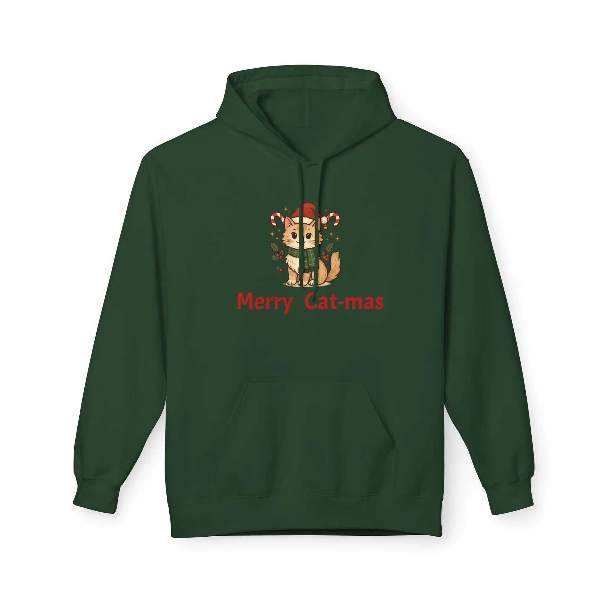 Christmas Cat Hoodie — "Merry Cat-mas" Festive Holiday Pullover Printify