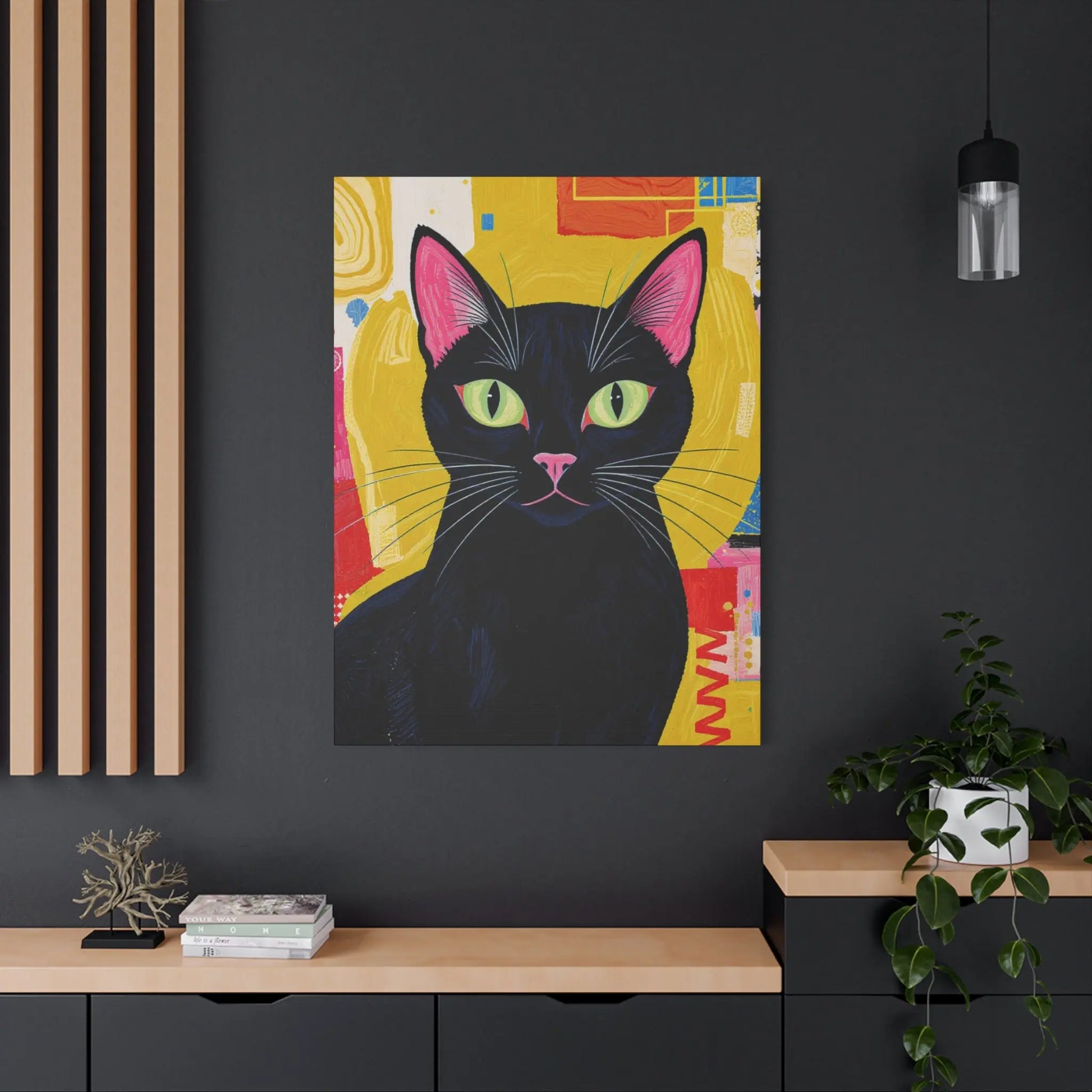 Black Cat Pop Art Matte Canvas Print — Stretched 1.25" Printify