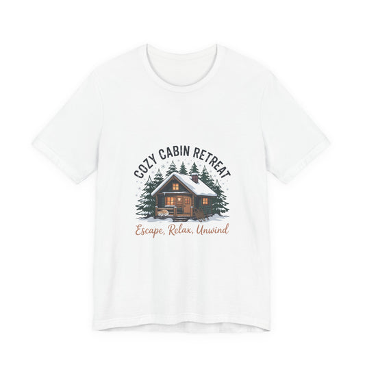 Cozy Cabin Retreat Tee | cabin vibes shirt, mountain silhouette design Printify