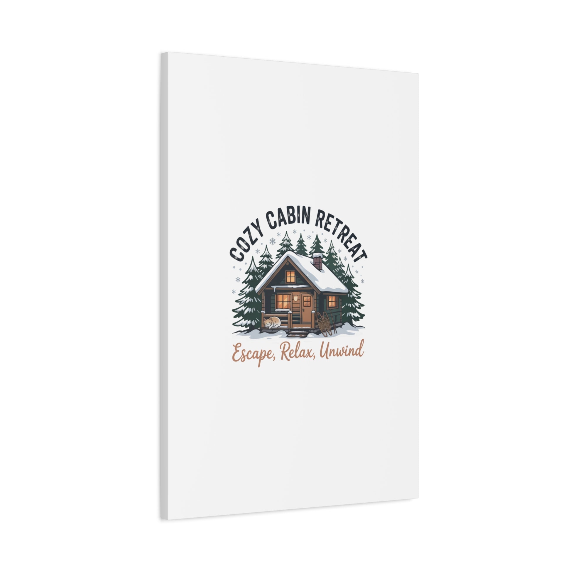Cozy Cabin Retreat Log Cabin Art Print | Matte Canvas Stretched, 1.25" Printify
