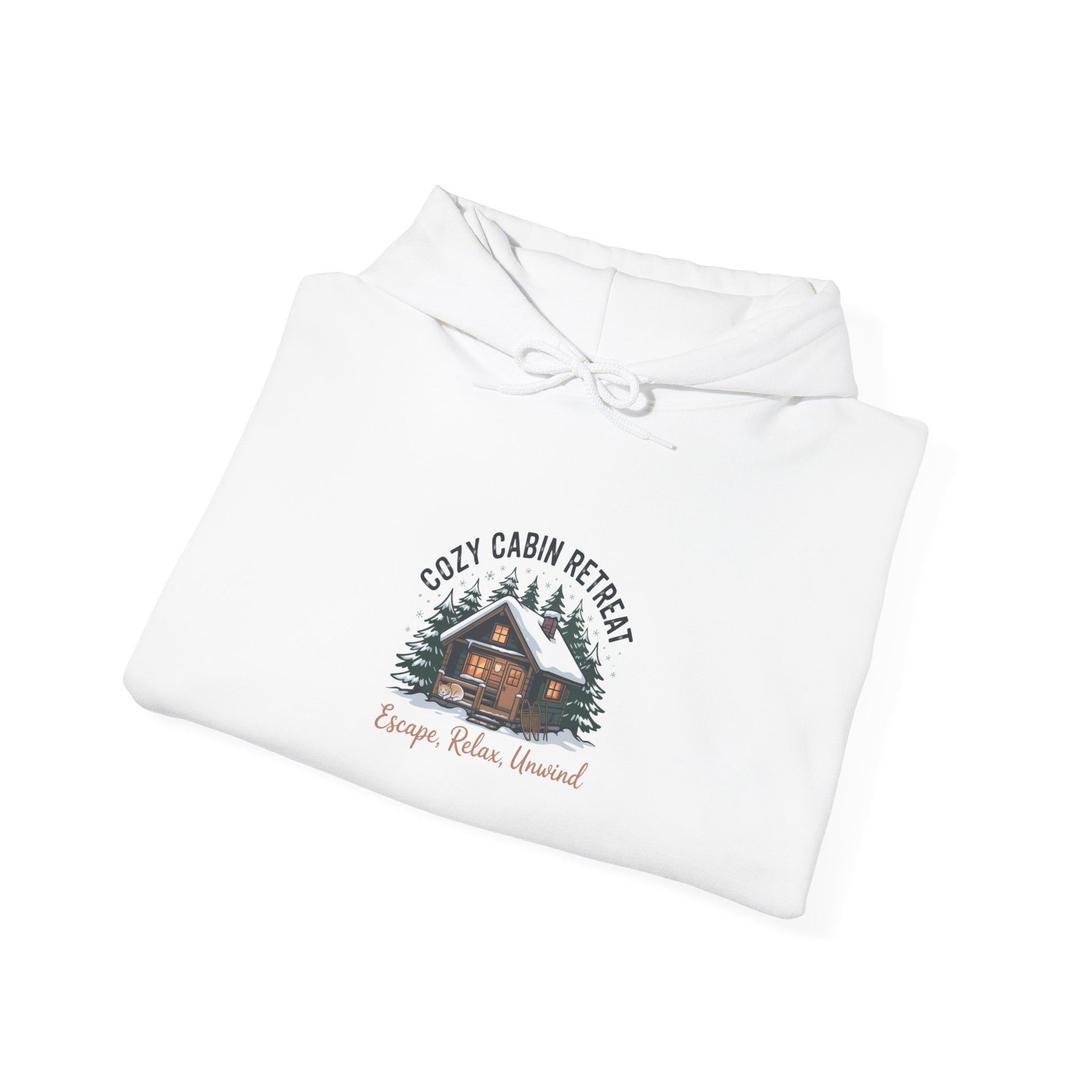 Cozy Cabin Retreat hoodie | mountain silhouette design, pine tree sweatshirt Printify