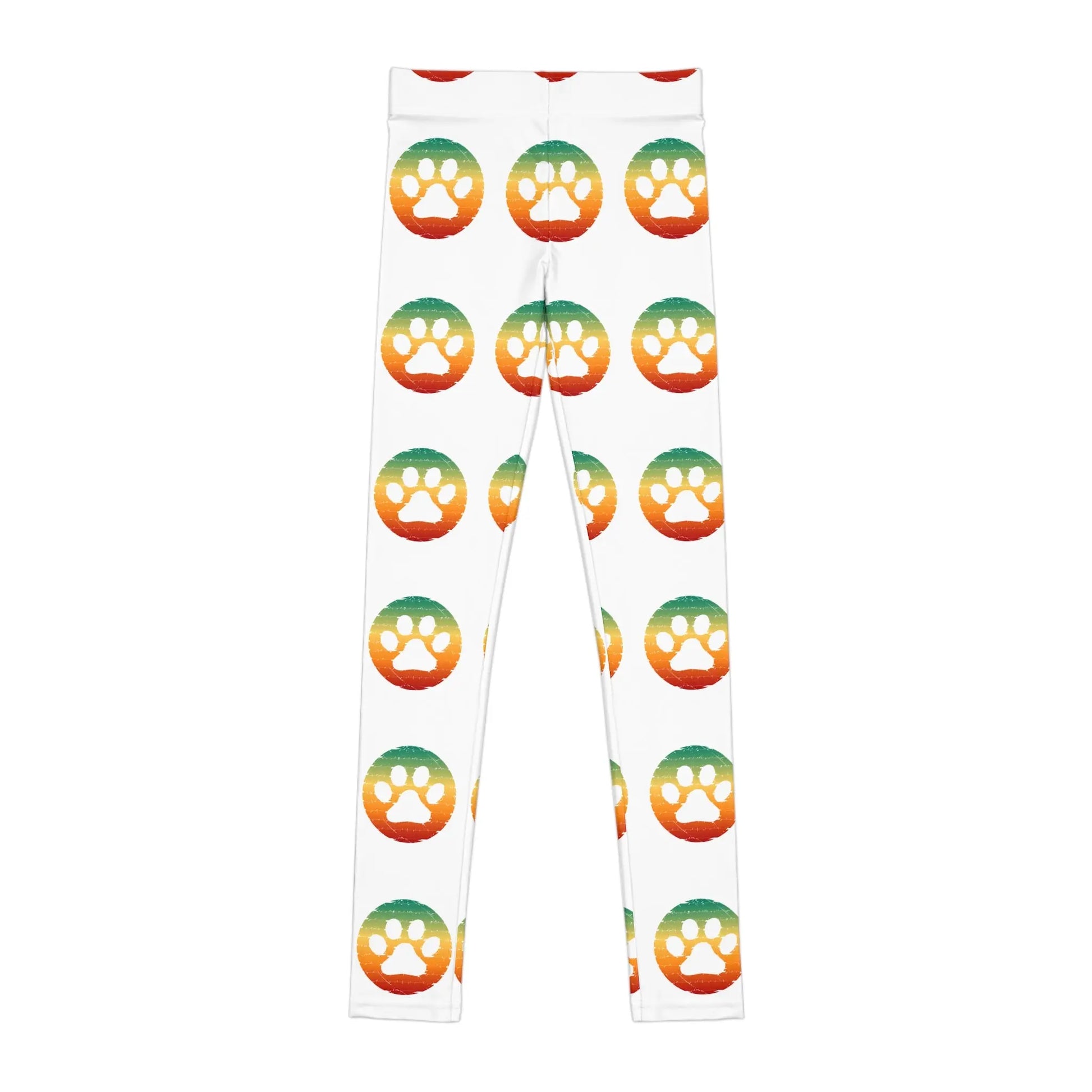 Colorful Paw Print Youth Leggings - Comfortable Activewear for Kids Printify