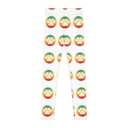 Colorful Paw Print Youth Leggings - Comfortable Activewear for Kids Printify