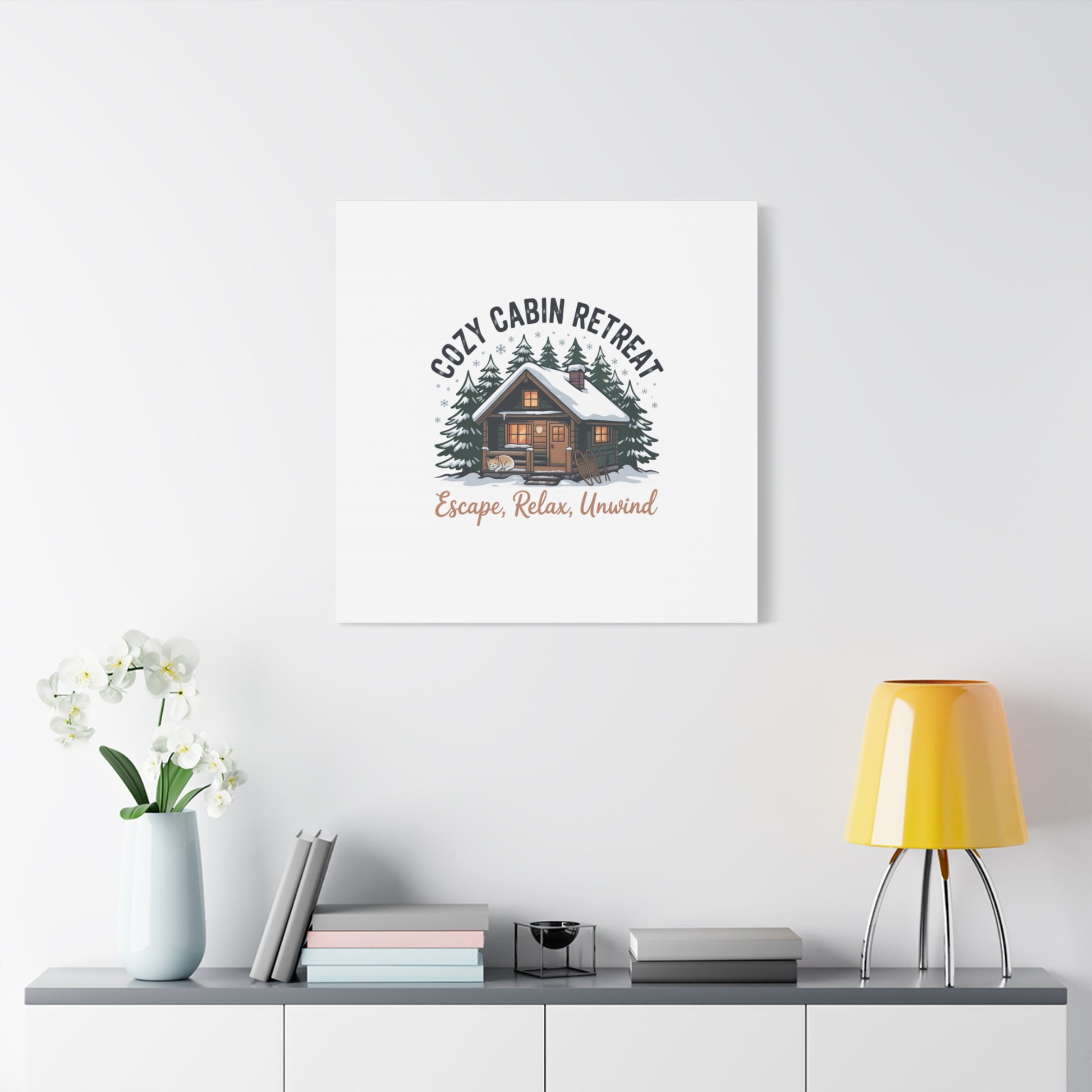Cozy Cabin Retreat Log Cabin Art Print | Matte Canvas Stretched, 1.25" Printify