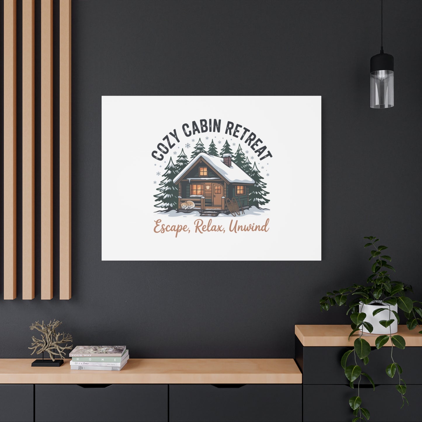 Cozy Cabin Retreat Log Cabin Art Print | Matte Canvas Stretched, 1.25" Printify