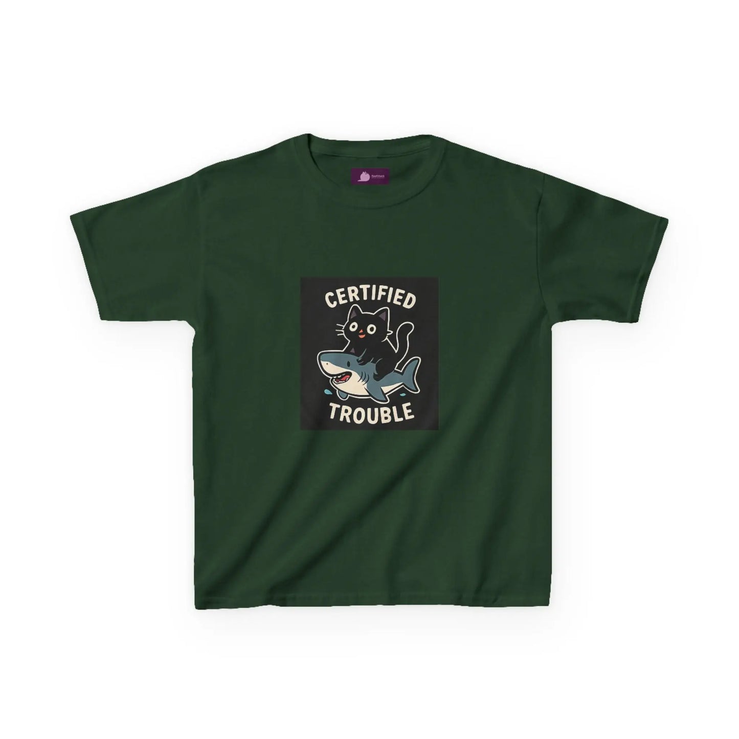 Kids Tee — "Certified Trouble" Shark Graphic Printify
