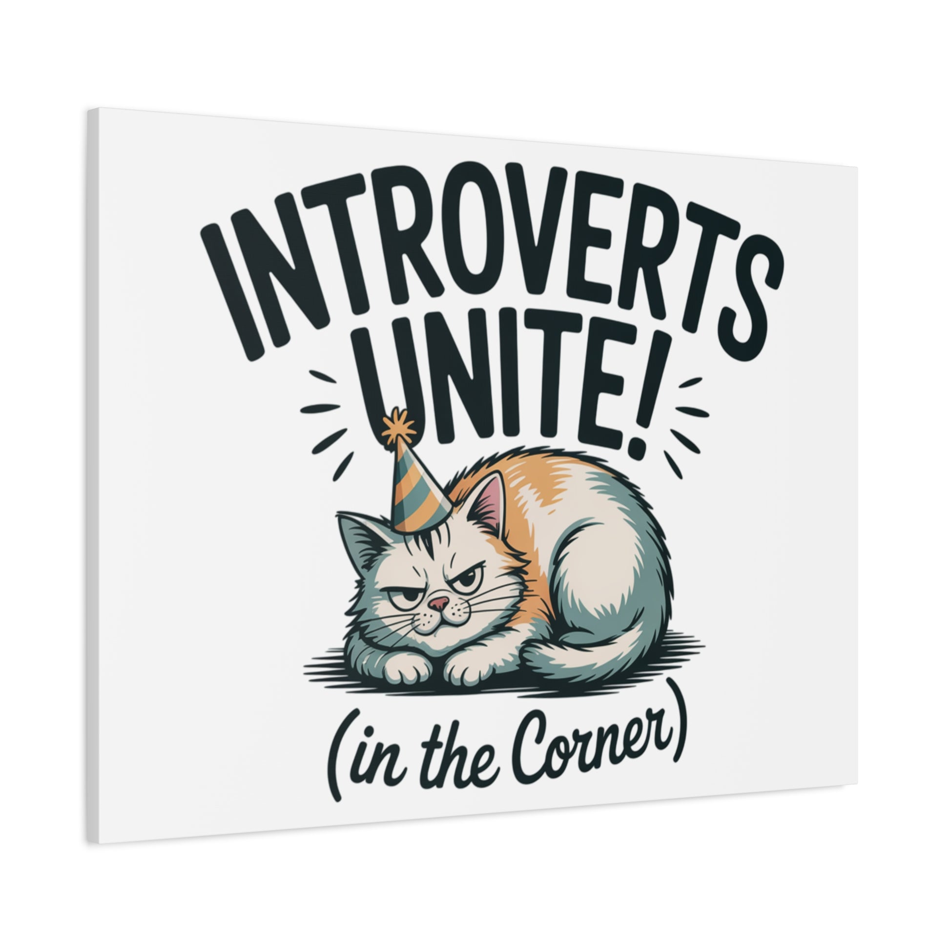 Introverts Unite (In the Corner) Matte Canvas | Funny Holiday Decor, Party Survival Humor Printify