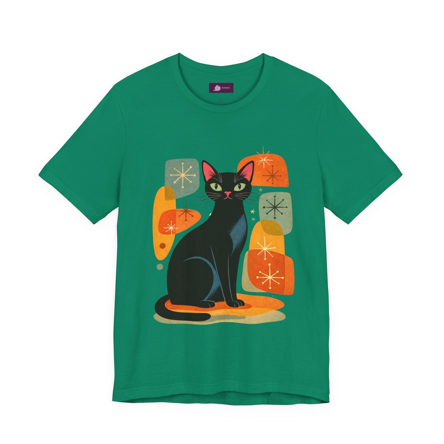 Retro Mid-Century Modern Black Cat T-Shirt