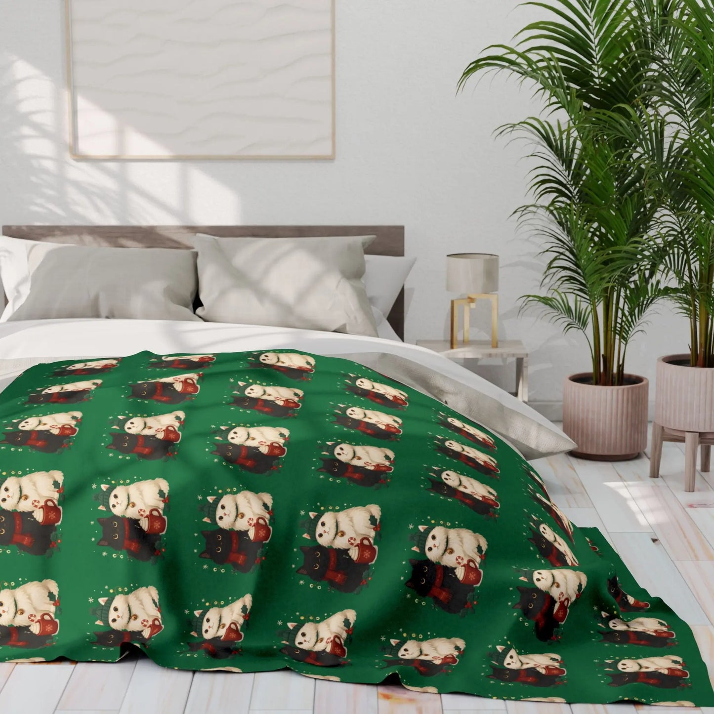 Christmas Polar Bear Fleece Blanket – Cute Holiday Arctic Pattern Printify