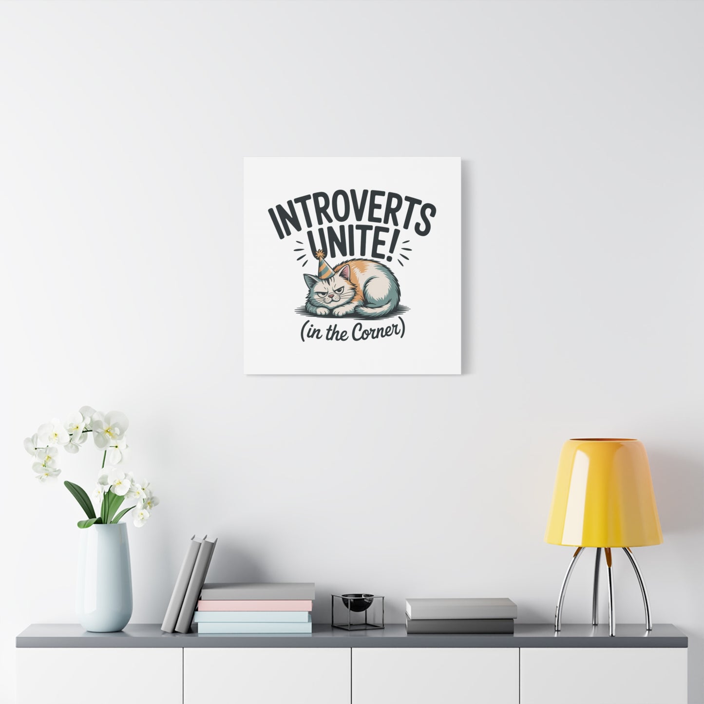 Introverts Unite (In the Corner) Matte Canvas | Funny Holiday Decor, Party Survival Humor Printify