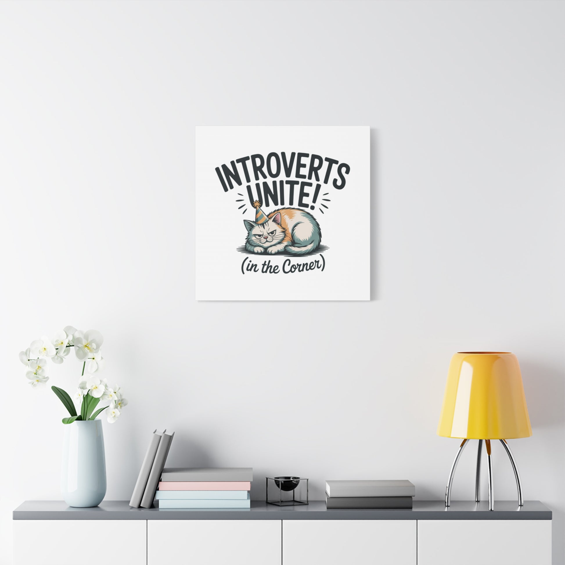 Introverts Unite (In the Corner) Matte Canvas | Funny Holiday Decor, Party Survival Humor Printify