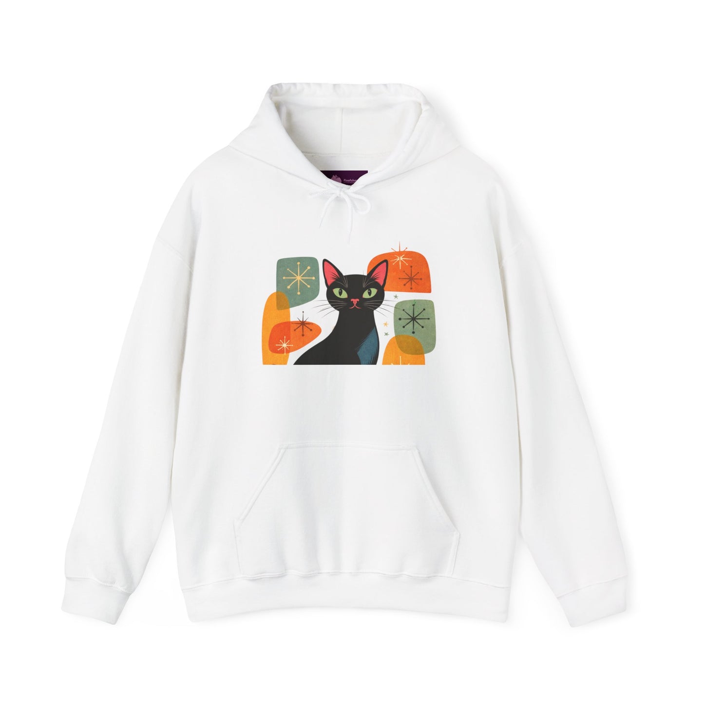 Mid-Century Modern Cat Hoodie — Retro Cool Graphic Sweatshirt