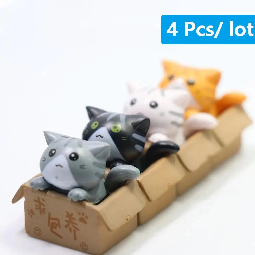 1/4Pcs Kawaii Mini Cat Ornament Garden kitten statue Gift Kids Children Baby Room Decoration Toy Miniature Figurines Home Decor - FloofChonk