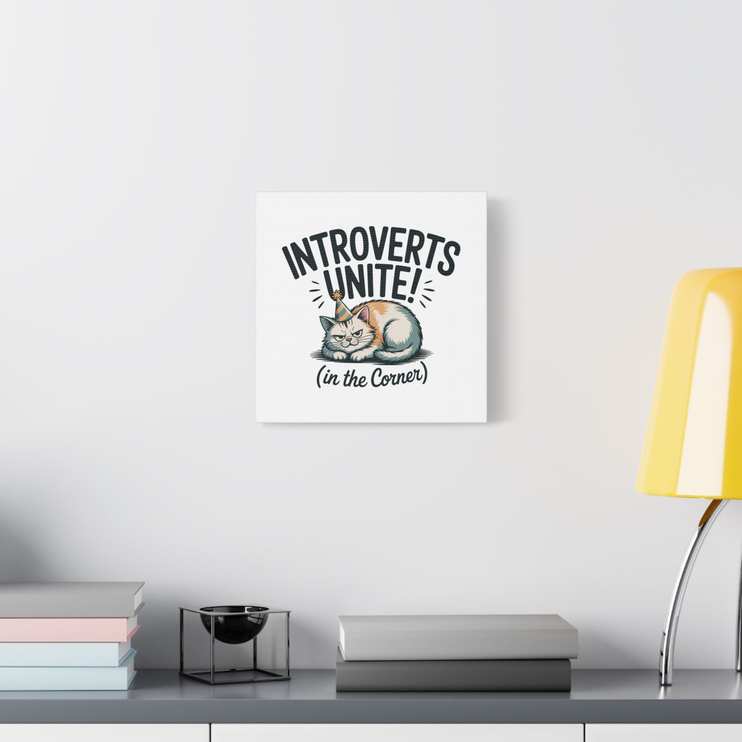 Introverts Unite (In the Corner) Matte Canvas | Funny Holiday Decor, Party Survival Humor Printify