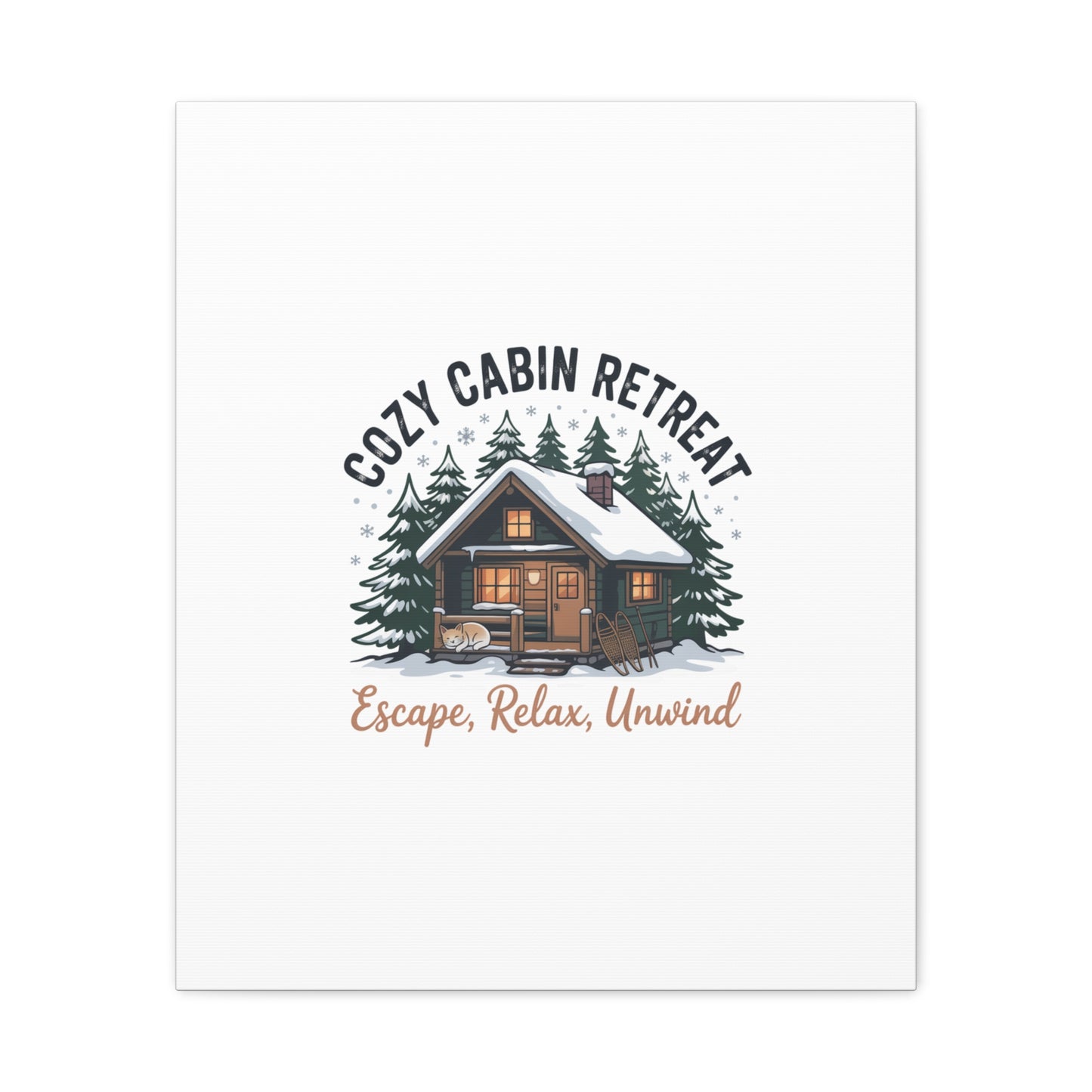 Cozy Cabin Retreat Log Cabin Art Print | Matte Canvas Stretched, 1.25" Printify