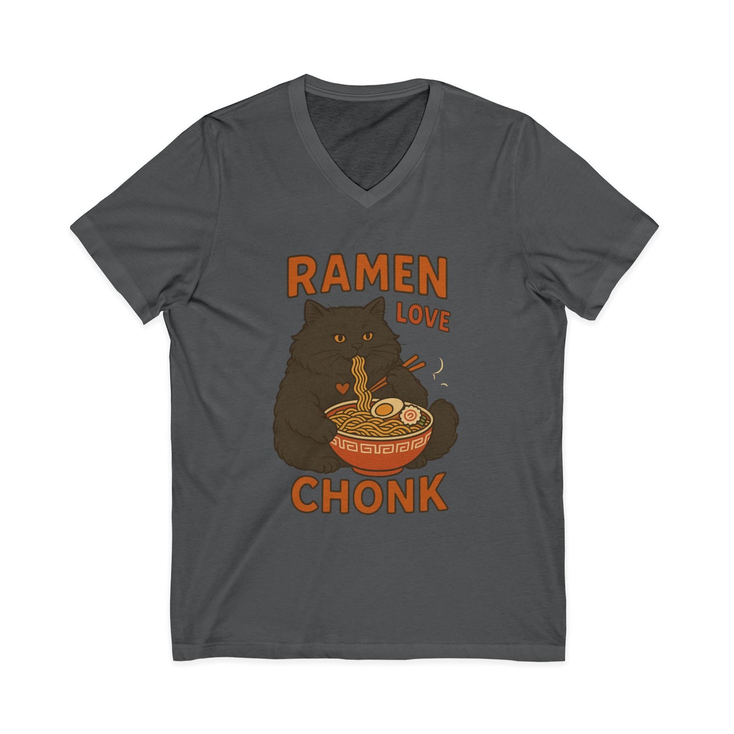 Ramen Love Chonk Cat V-Neck Tee