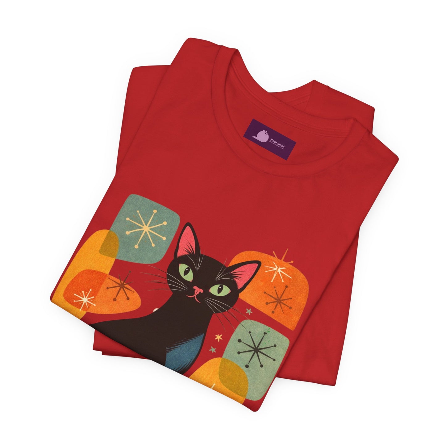 Retro Mid-Century Modern Black Cat T-Shirt