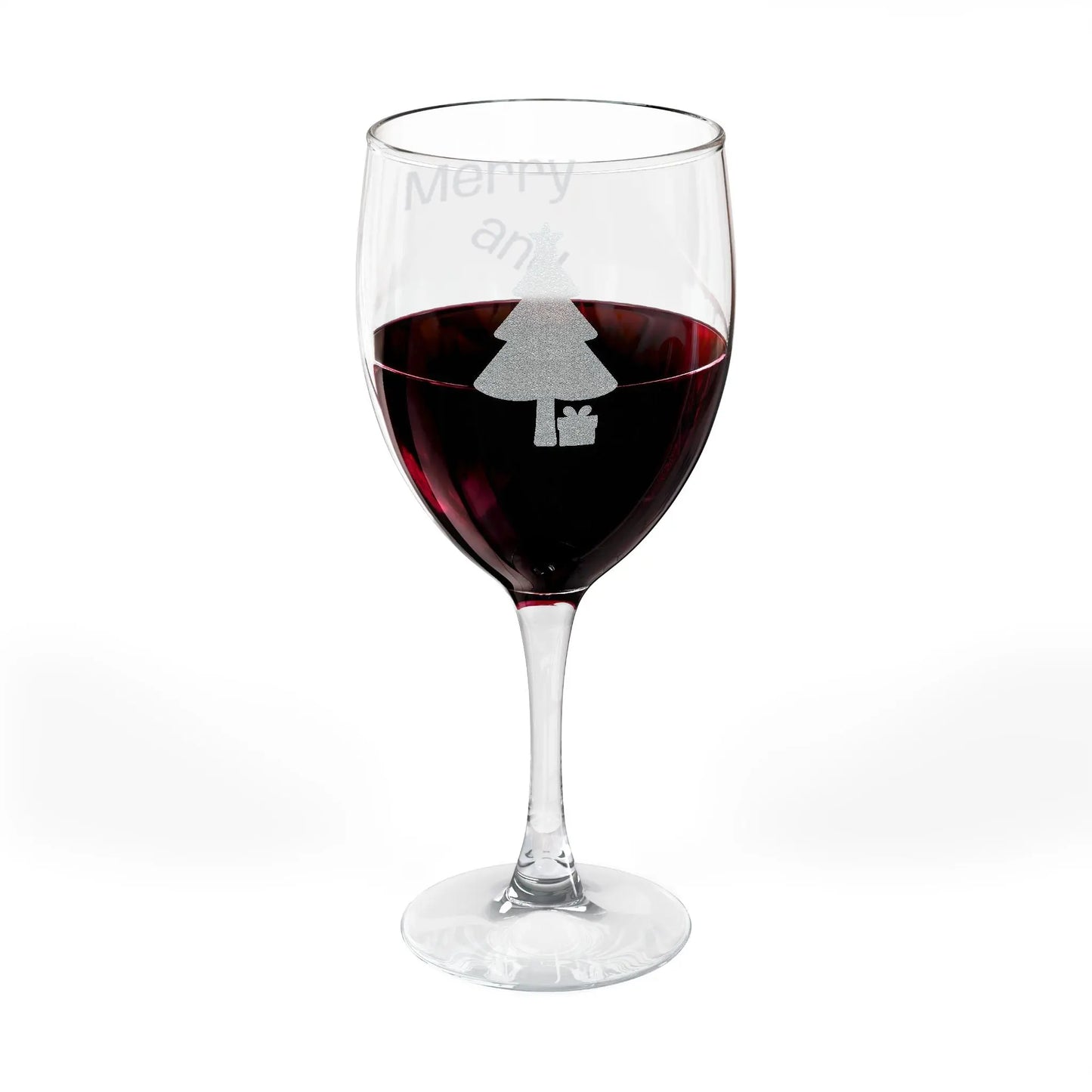 Engraved 'Merry & Bright' Holiday Wine Glass — 10.5 oz Printify