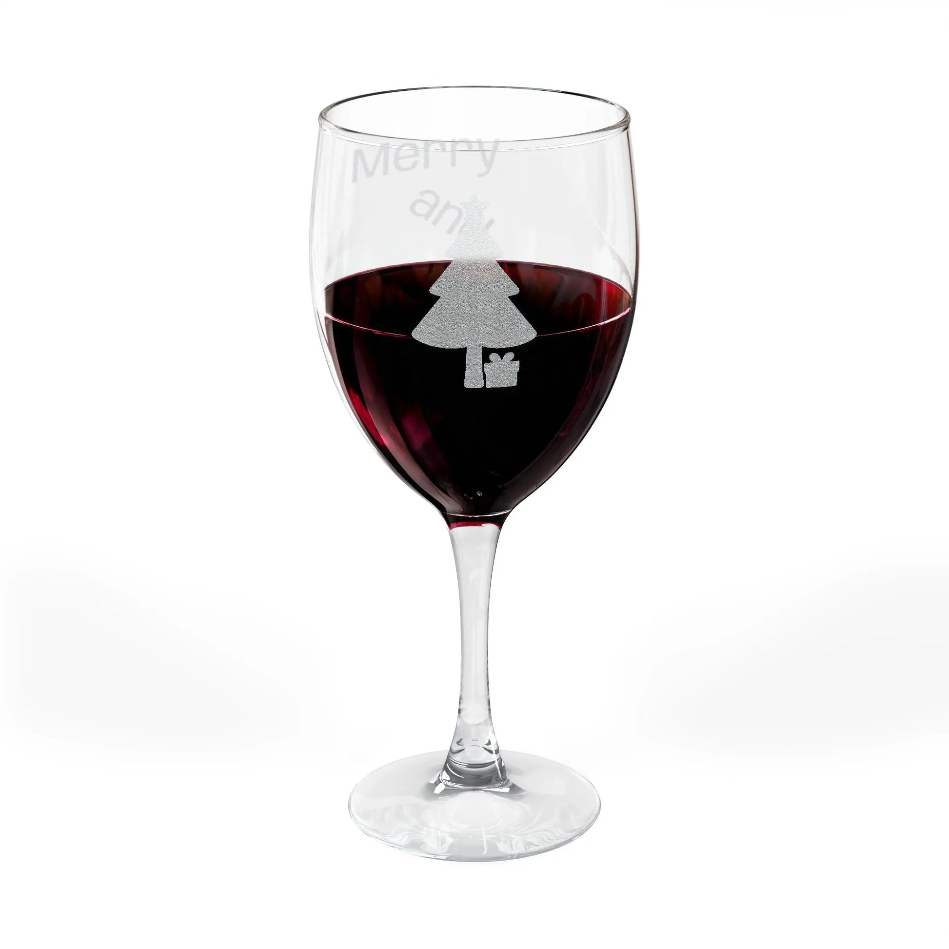 Engraved 'Merry & Bright' Holiday Wine Glass — 10.5 oz Printify