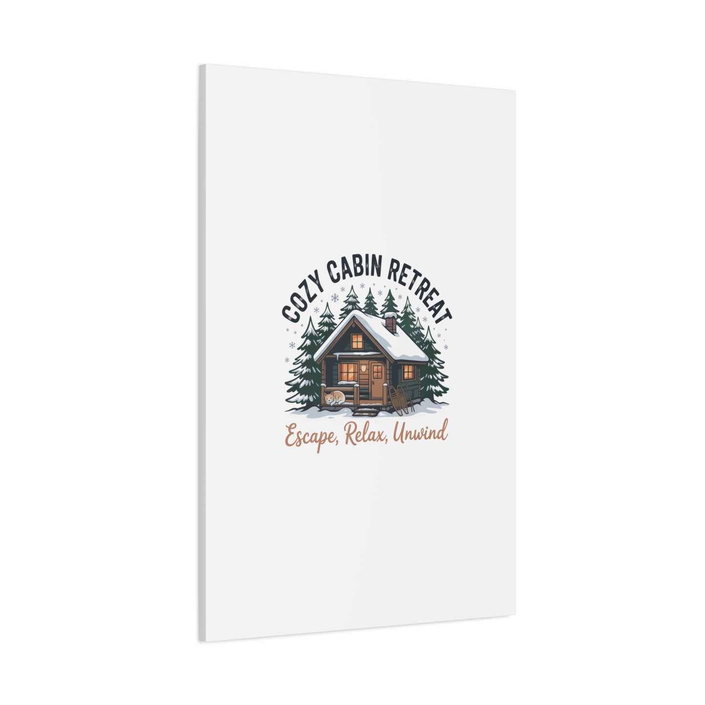 Cozy Cabin Retreat Log Cabin Art Print | Matte Canvas Stretched, 1.25" Printify