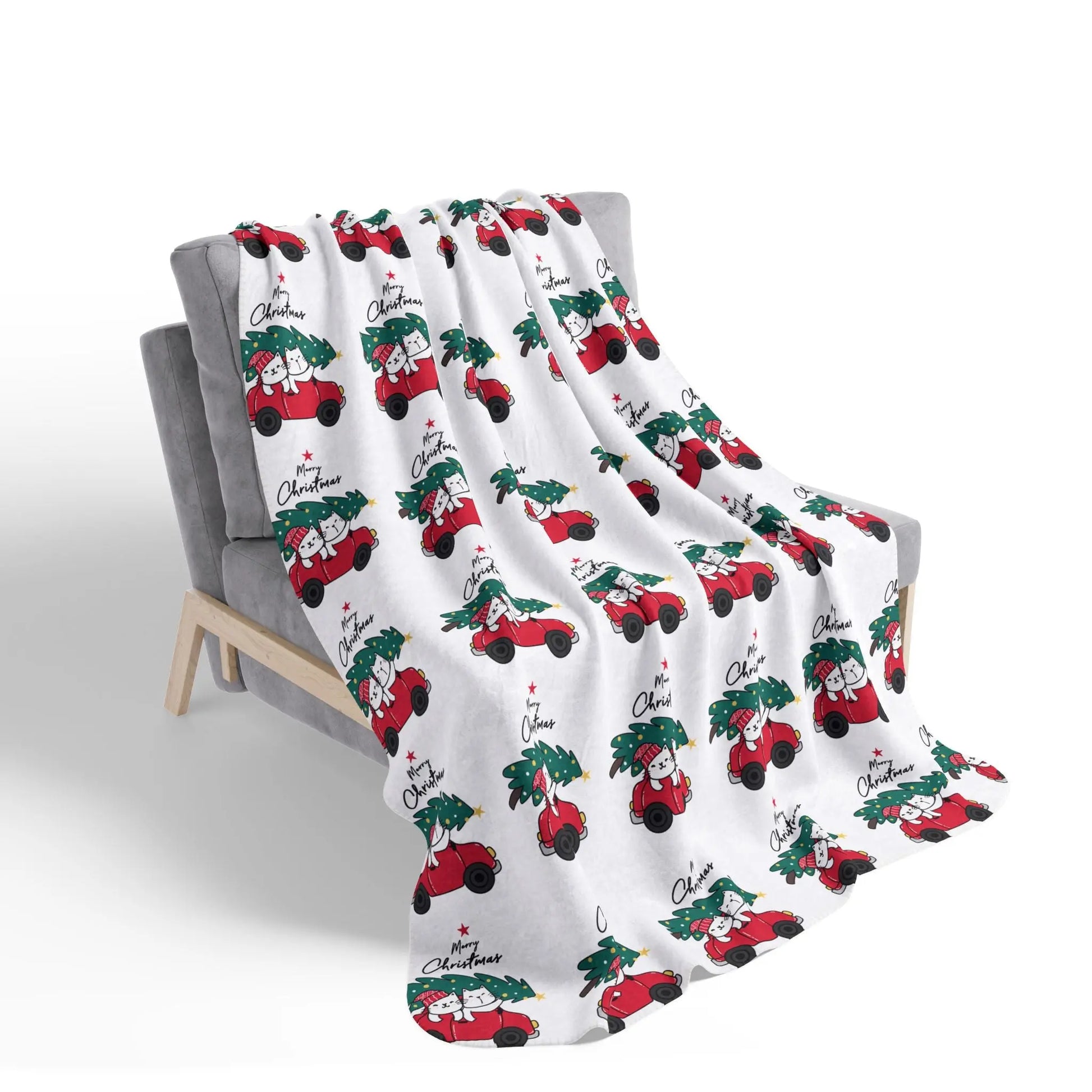 Christmas Red Truck Fleece Sherpa Blanket Printify