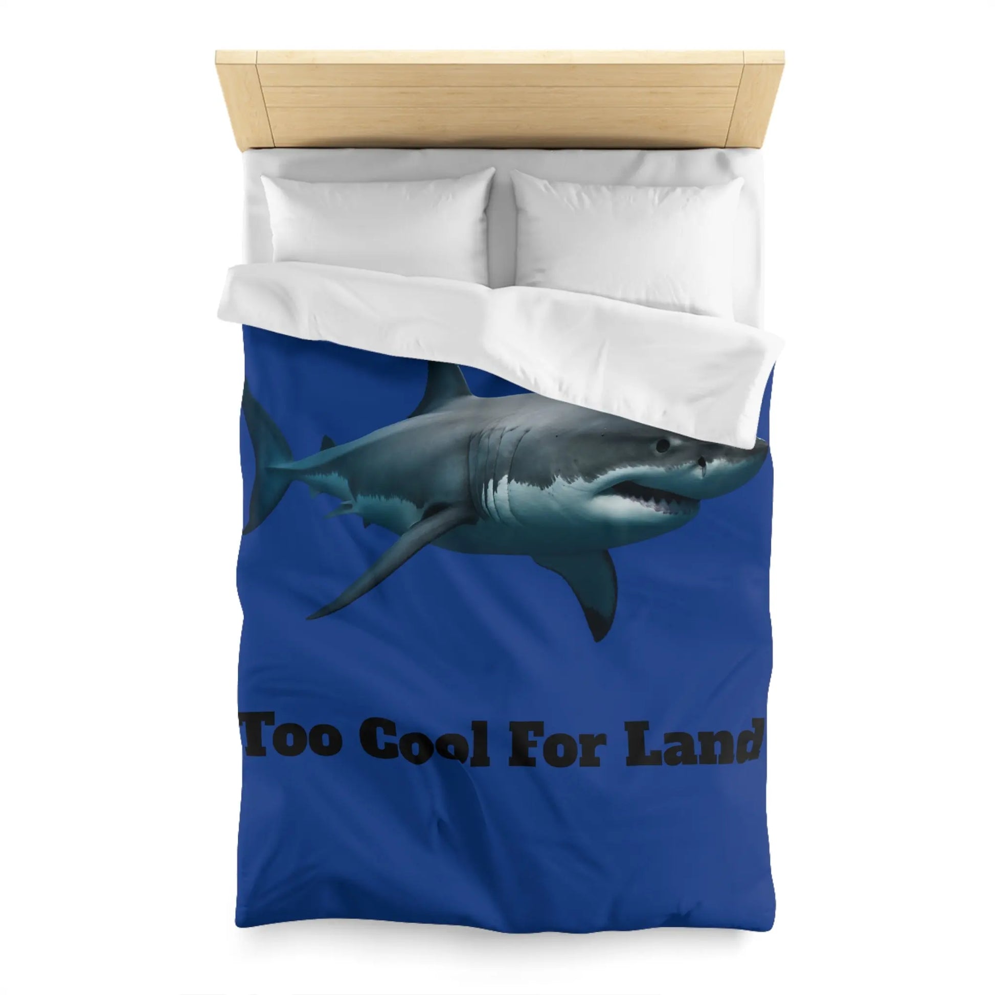 Duvet Cover - 'Too Cool For Land' Great White Shark Bedding Printify