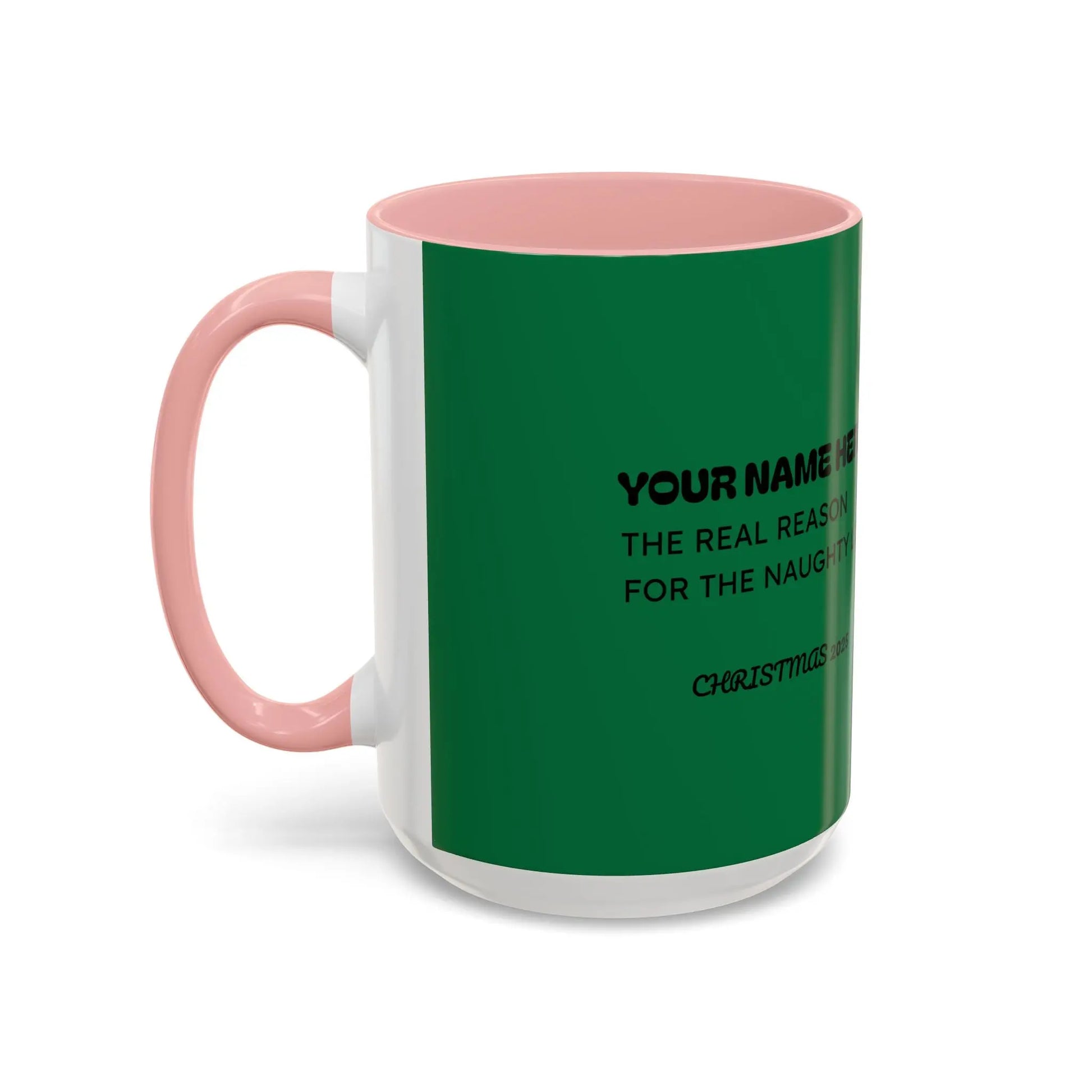 Christmas Cat Accent Mug - Personalized 'On the Naughty List' Mug Printify