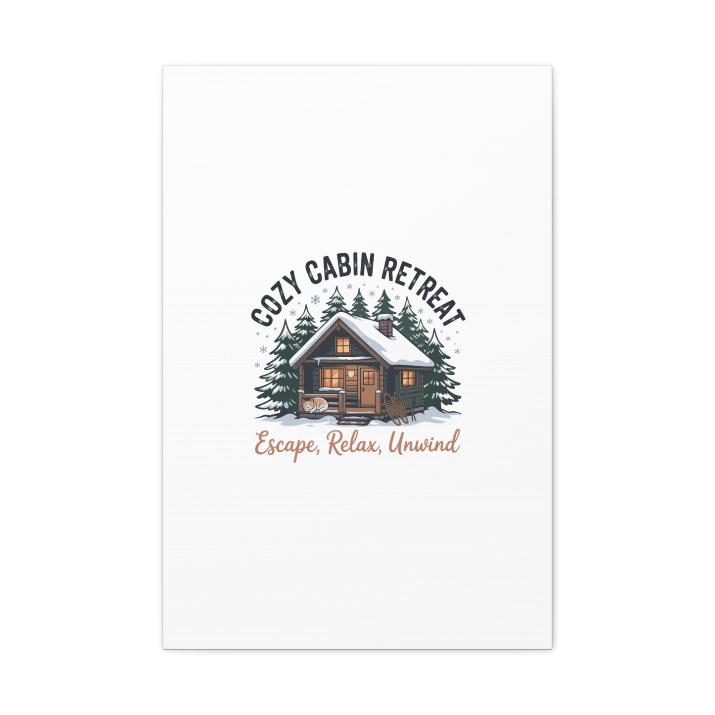 Cozy Cabin Retreat Log Cabin Art Print | Matte Canvas Stretched, 1.25" Printify