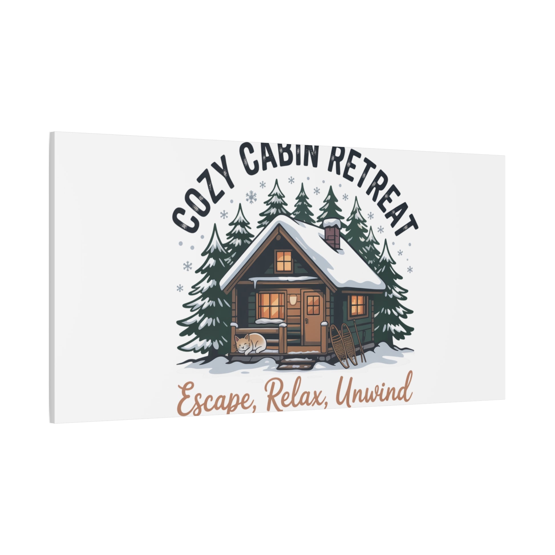 Cozy Cabin Retreat Log Cabin Art Print | Matte Canvas Stretched, 1.25" Printify