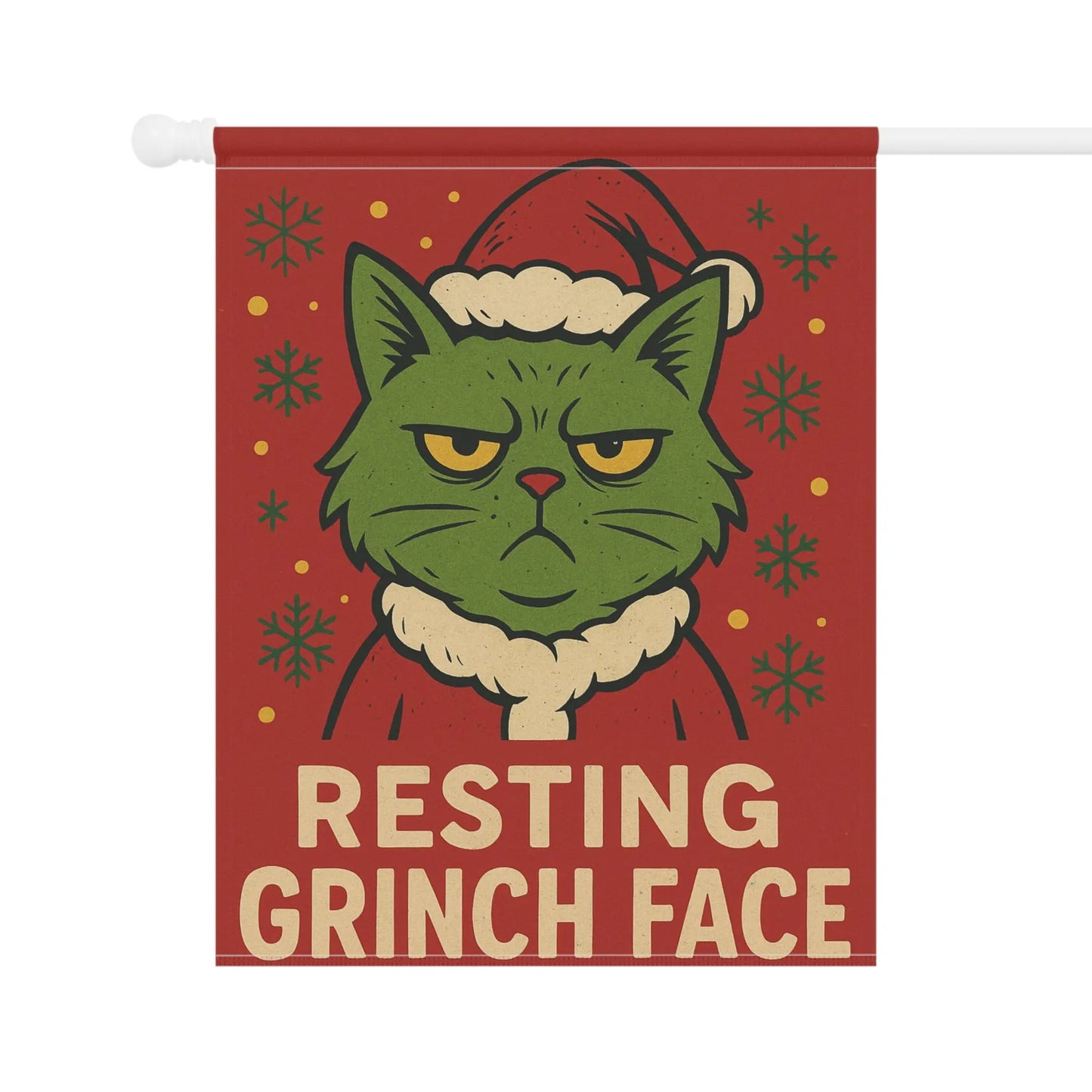 Garden Flag — "Resting Grinch Face" Holiday Decorative House Banner Printify