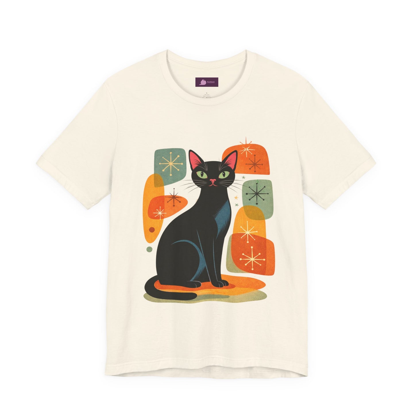 Retro Mid-Century Modern Black Cat T-Shirt