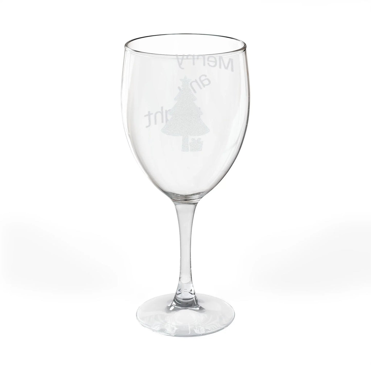 Engraved 'Merry & Bright' Holiday Wine Glass — 10.5 oz Printify