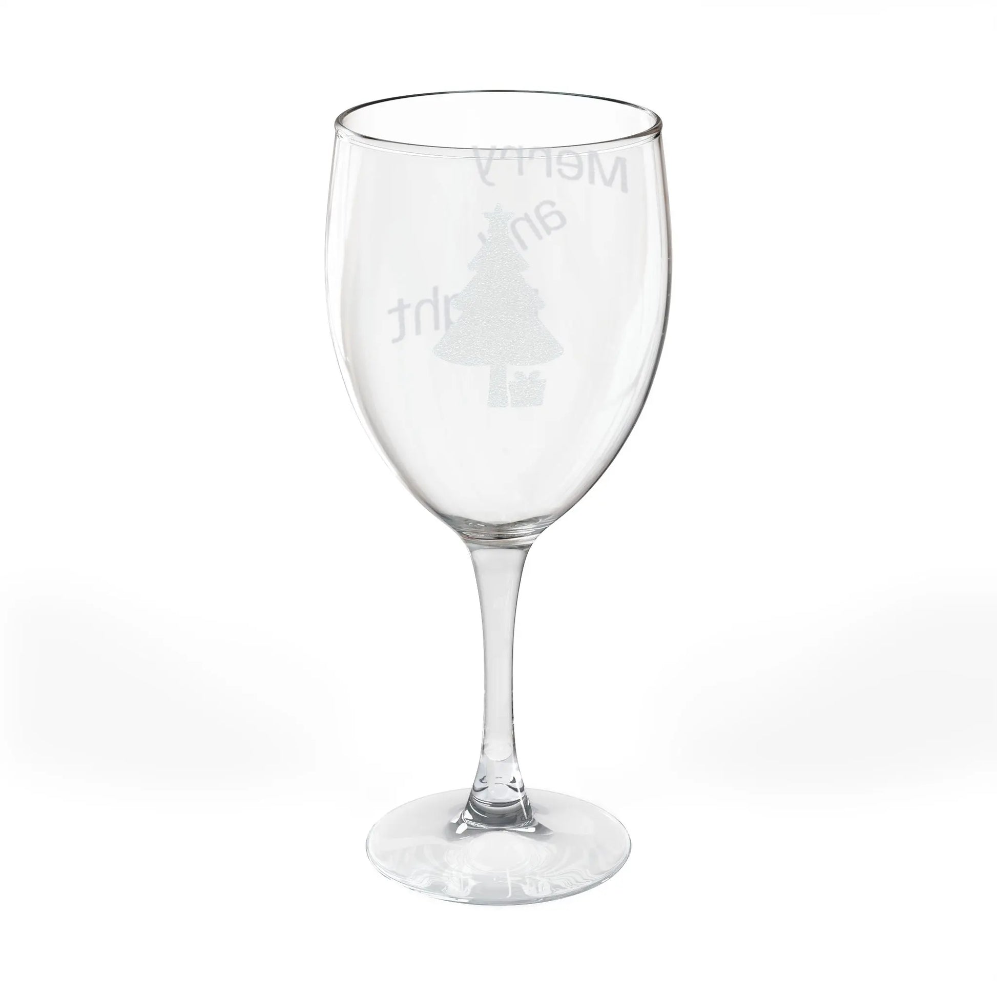 Engraved 'Merry & Bright' Holiday Wine Glass — 10.5 oz Printify