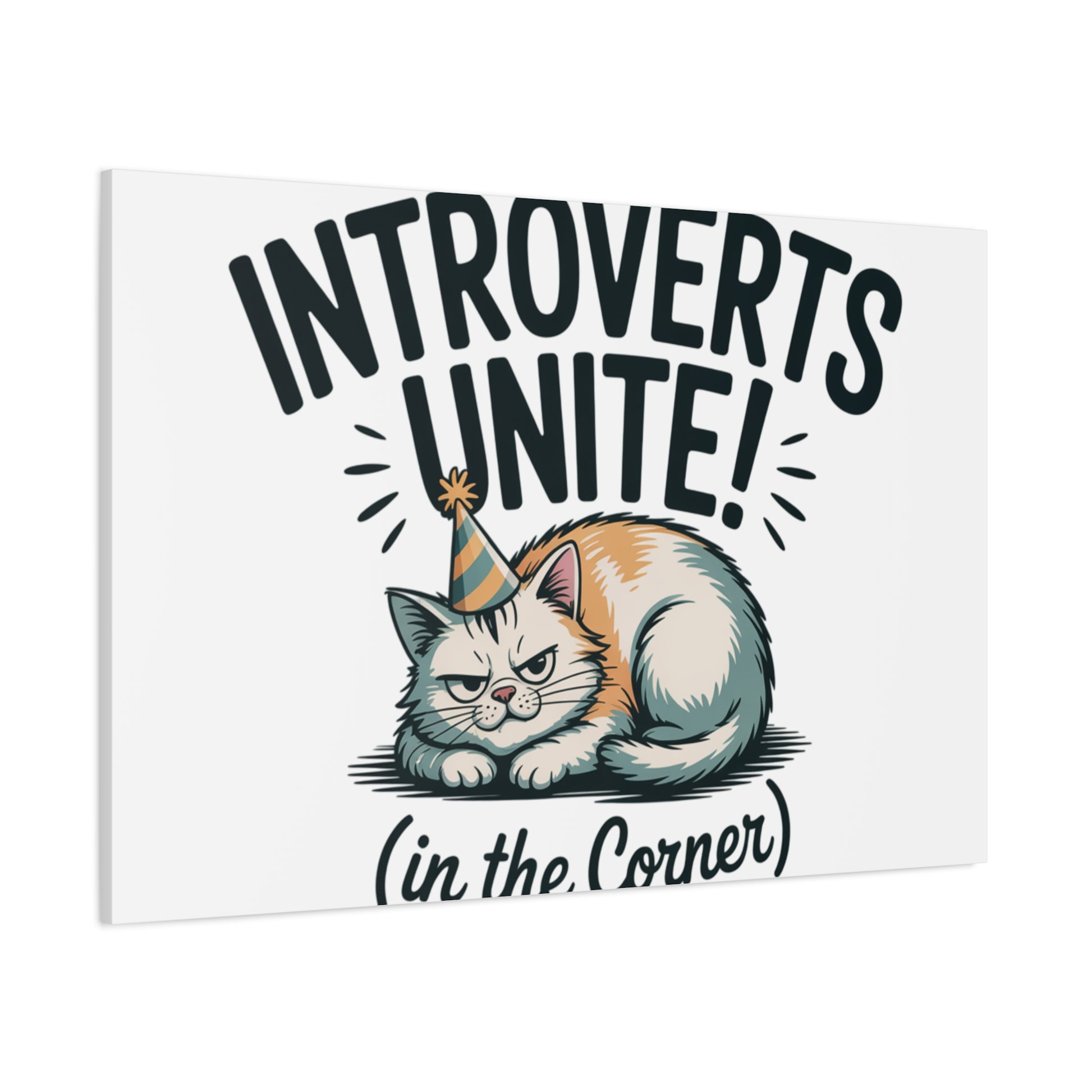Introverts Unite (In the Corner) Matte Canvas | Funny Holiday Decor, Party Survival Humor Printify
