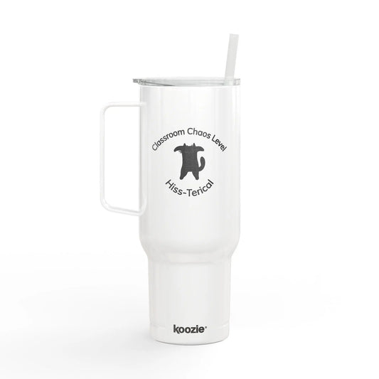 Classroom Chaos Level Hiss-terical 40 oz Insulated Tumbler for Teachers Printify