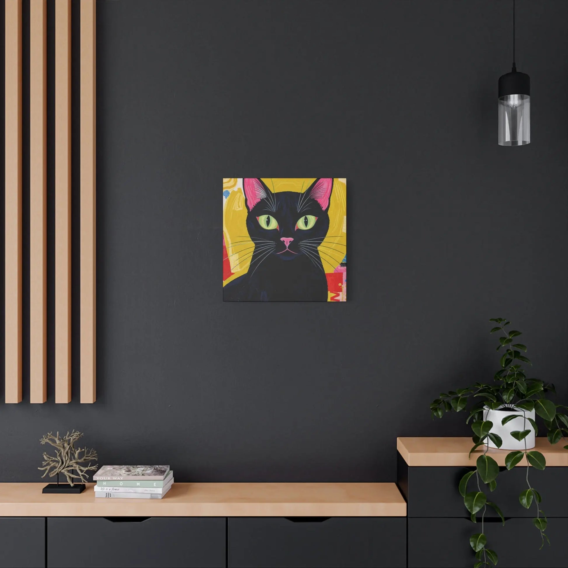 Black Cat Pop Art Matte Canvas Print — Stretched 1.25" Printify