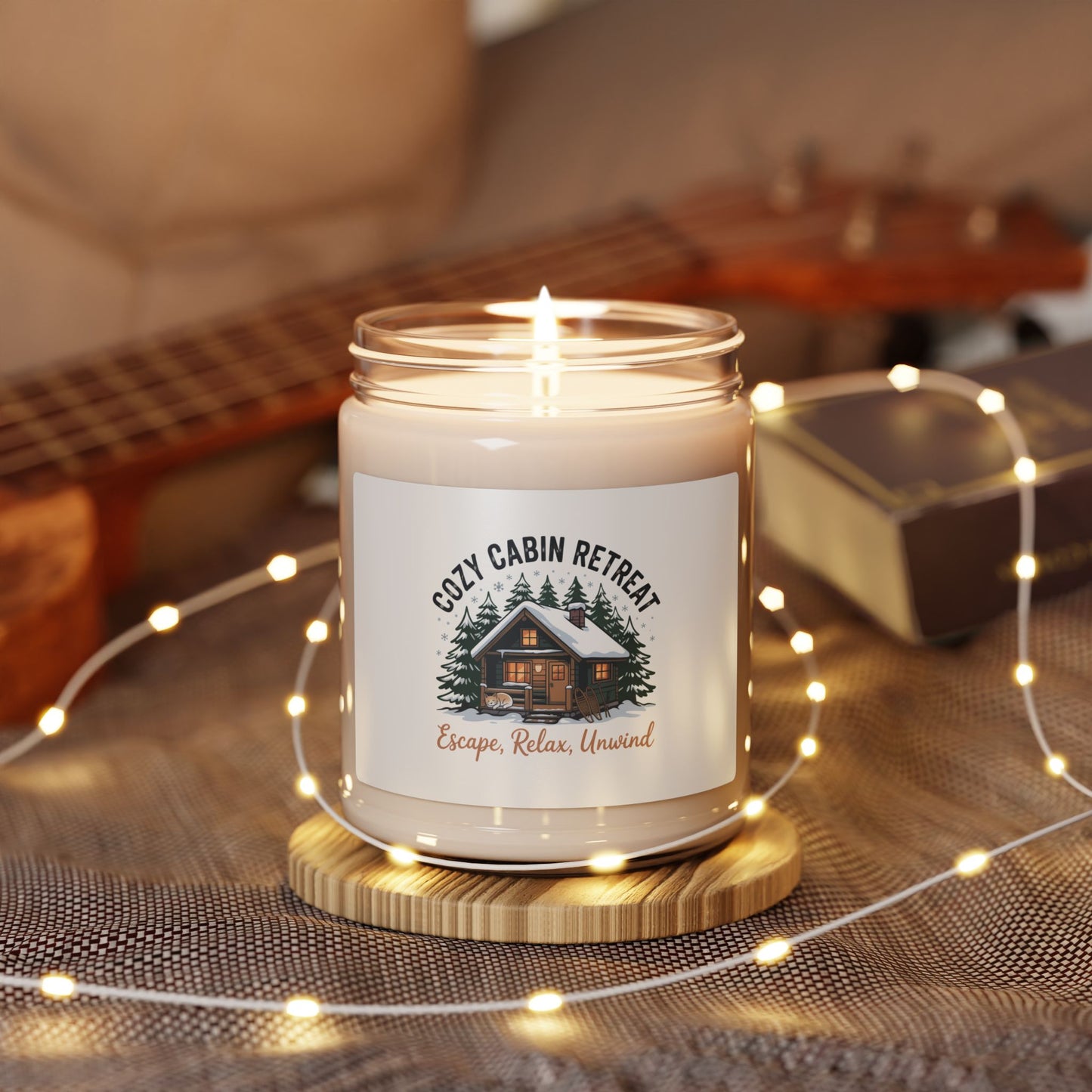 Cozy Cabin Retreat Candle, Soy Jar | Cabin Vibes, Pine Tree Lodge Printify