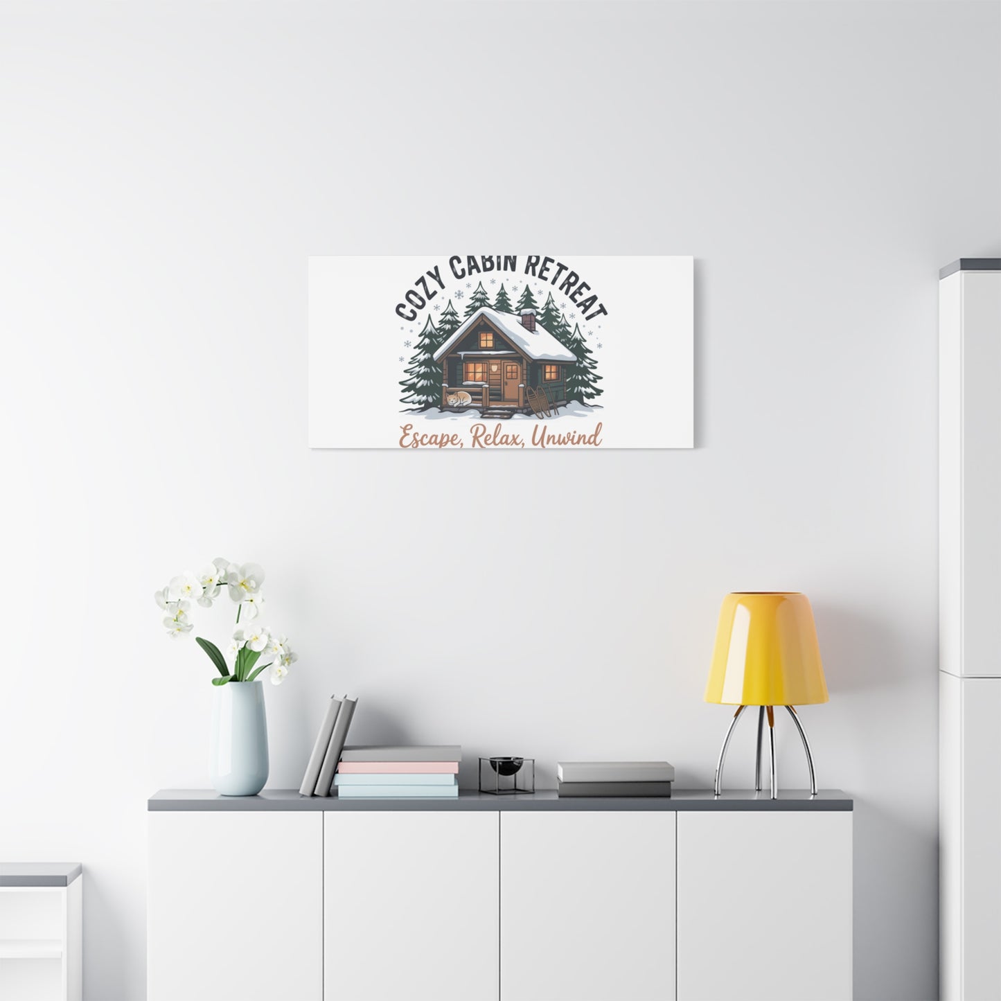 Cozy Cabin Retreat Log Cabin Art Print | Matte Canvas Stretched, 1.25" Printify