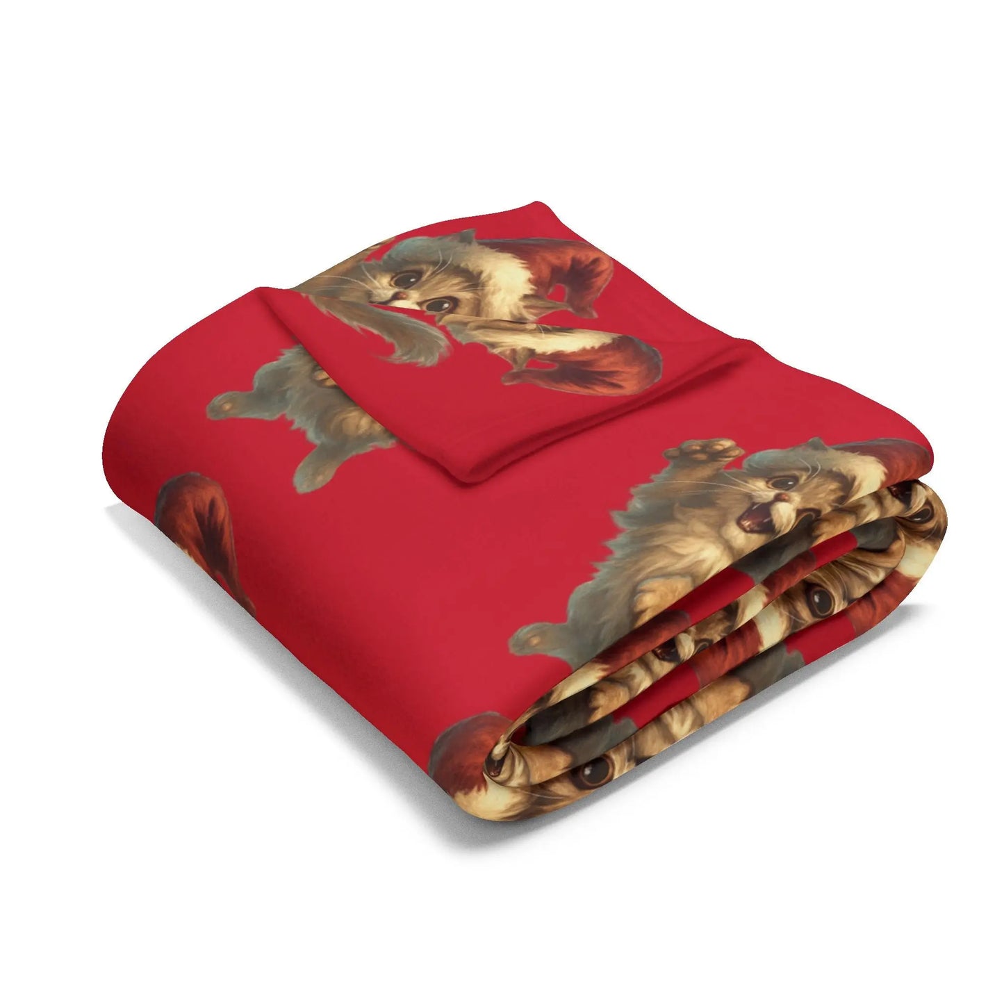 Santa Bear Pattern Fleece Blanket — Festive Red Holiday Throw Printify
