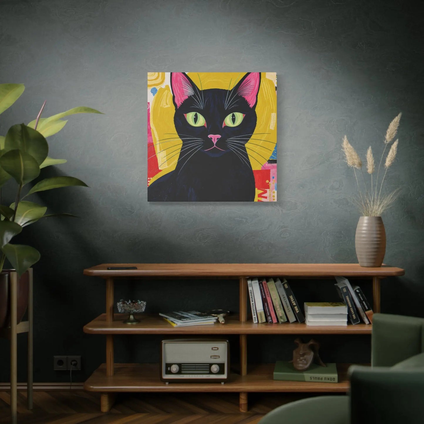Black Cat Pop Art Matte Canvas Print — Stretched 1.25" Printify