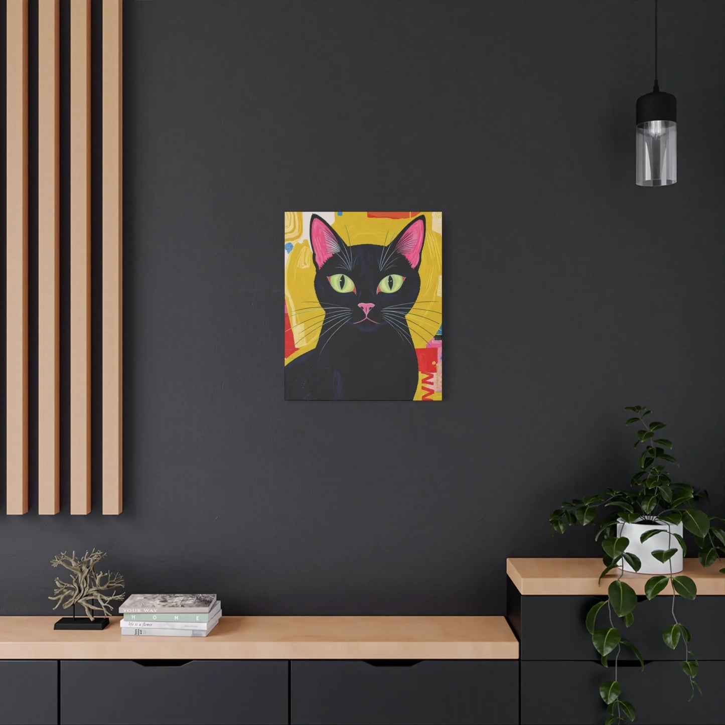 Black Cat Pop Art Matte Canvas Print — Stretched 1.25" Printify