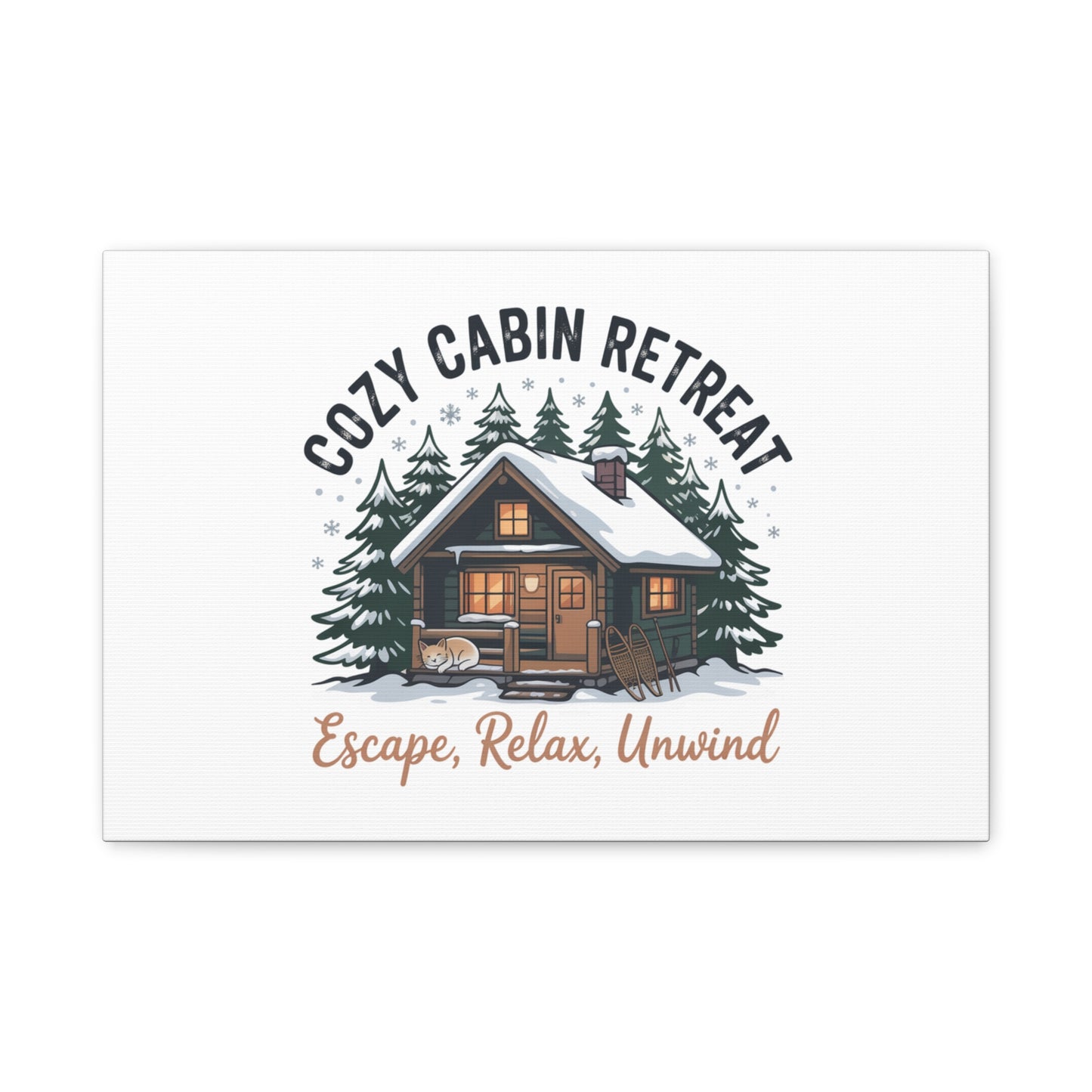 Cozy Cabin Retreat Log Cabin Art Print | Matte Canvas Stretched, 1.25" Printify