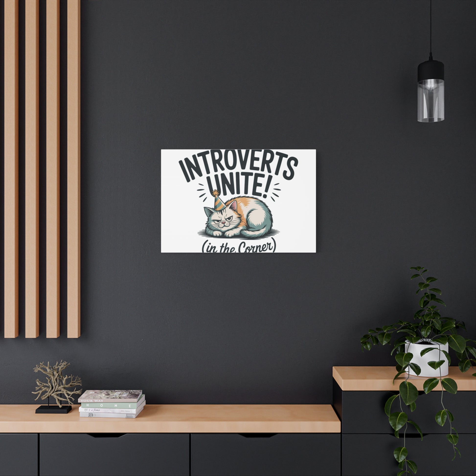Introverts Unite (In the Corner) Matte Canvas | Funny Holiday Decor, Party Survival Humor Printify