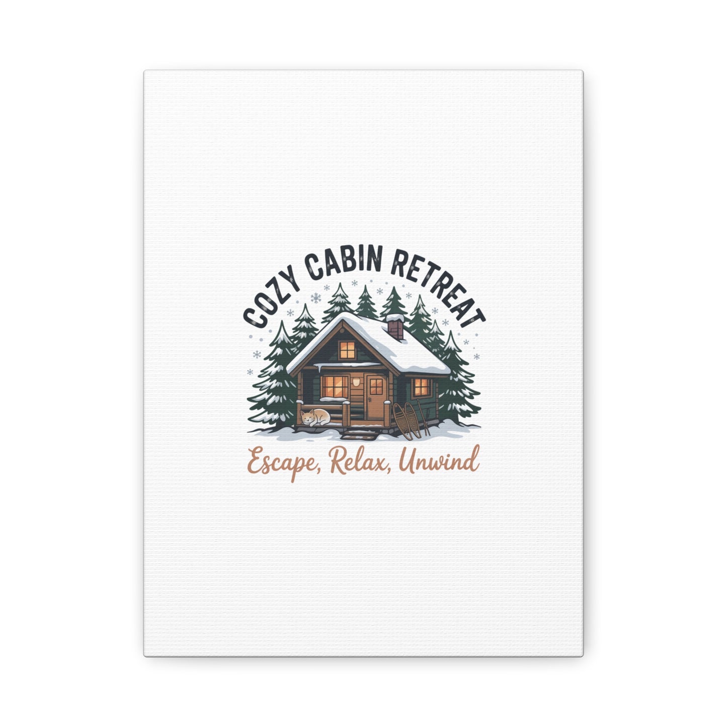 Cozy Cabin Retreat Log Cabin Art Print | Matte Canvas Stretched, 1.25" Printify