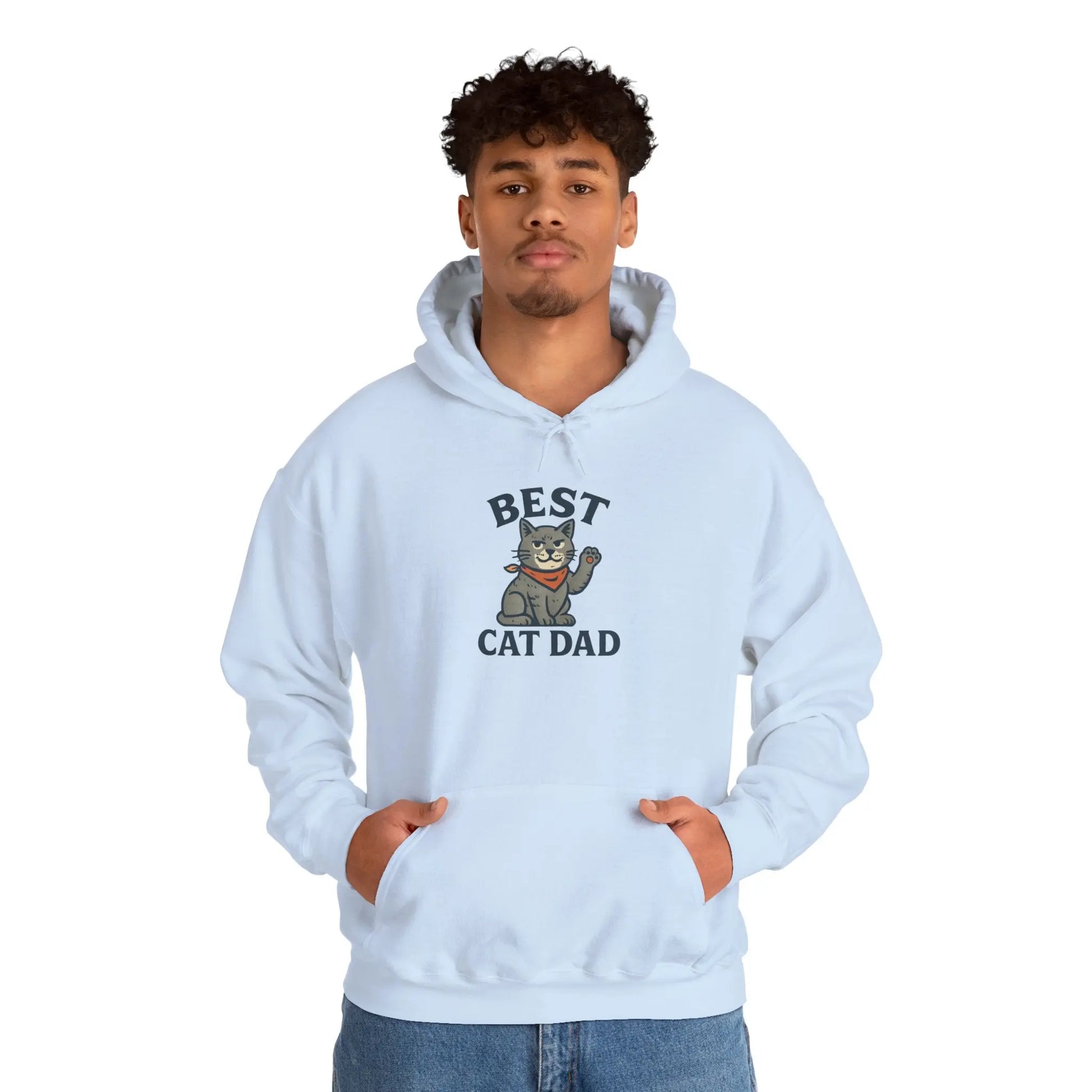 Best Cat Dad Hooded Sweatshirt, Cat Lover Gift, Funny Sweatshirt, Pet Dad Apparel, Cozy Cat Dad Hoodie Printify