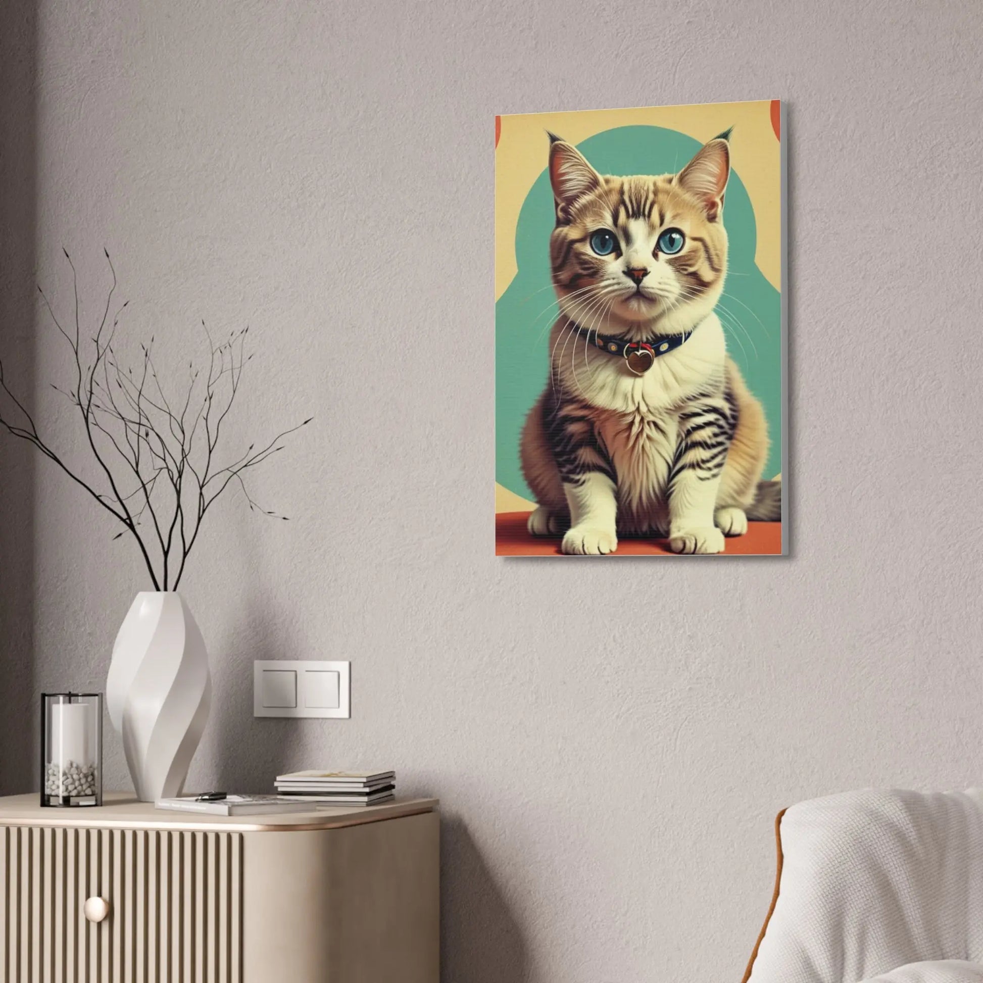 Blue-Eyed Tabby Cat Canvas Art – Stretched 1.5" Wall Décor Printify