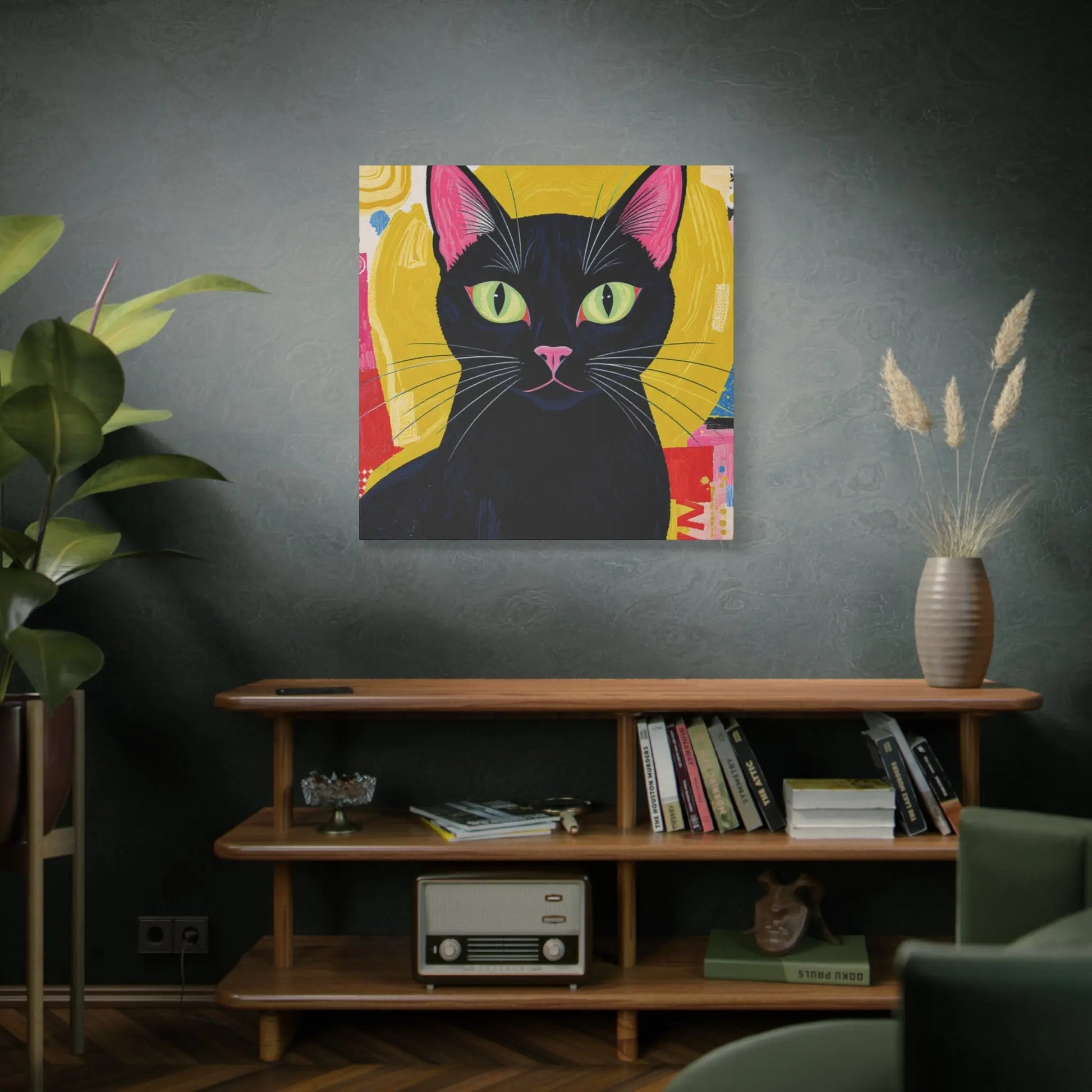 Black Cat Pop Art Matte Canvas Print — Stretched 1.25" Printify