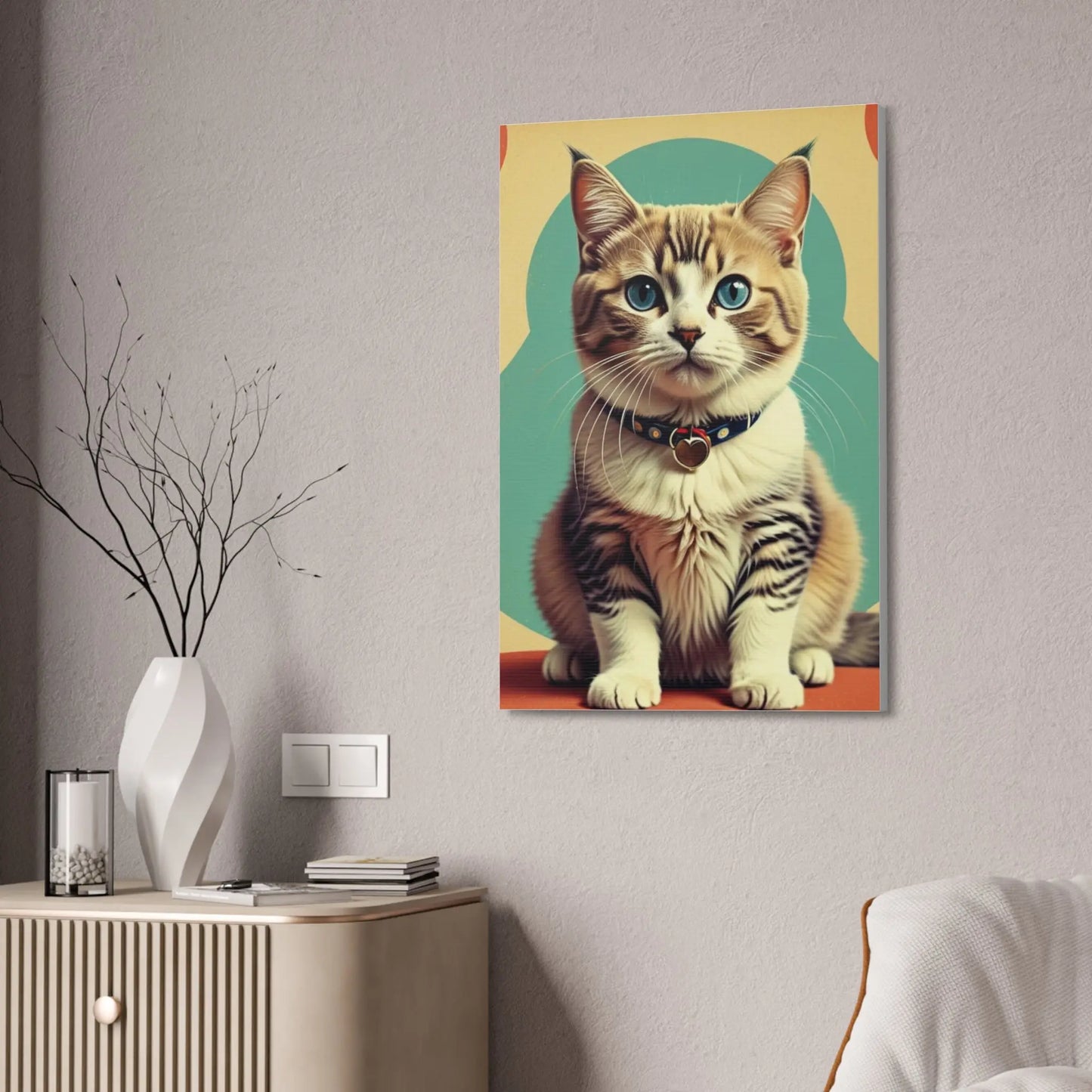 Blue-Eyed Tabby Cat Canvas Art – Stretched 1.5" Wall Décor Printify